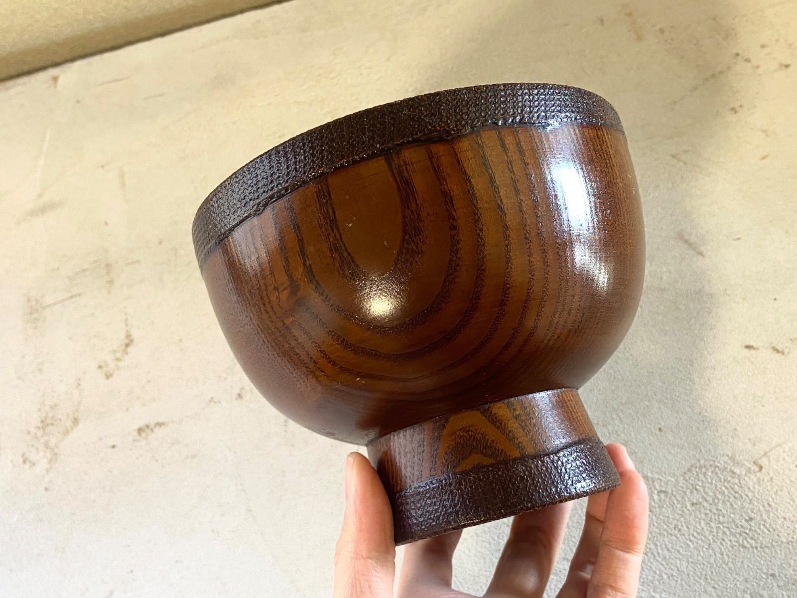 能登蔵出し 木地呂 渕布 合鹿椀 漆器2客セット / Noto Lacquerware