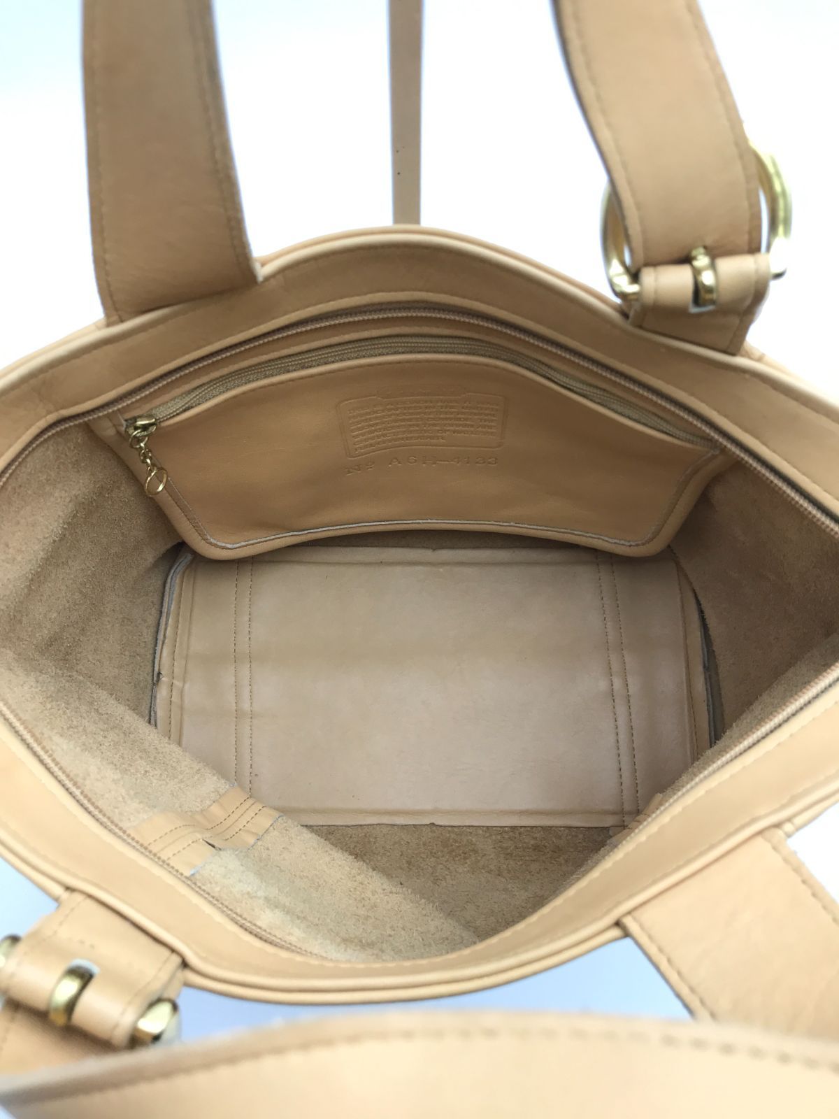 COACH オールドコーチ ミニトートバッグ USA製 レザー ベージュ系 4625 