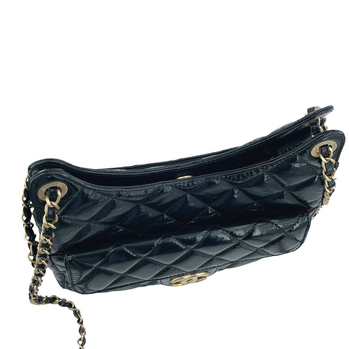 【中古】 CHANEL シャネル  マトラッセ ホーボー チェーンバッグ スモール ブラック 黒 シャイニーカーフ GP金具 AS3690 チェーンショルダーバッグ レディース  26007701 HO 中古】 CHANEL シャネル マトラッセ ホーボー チェーンバッグ スモール