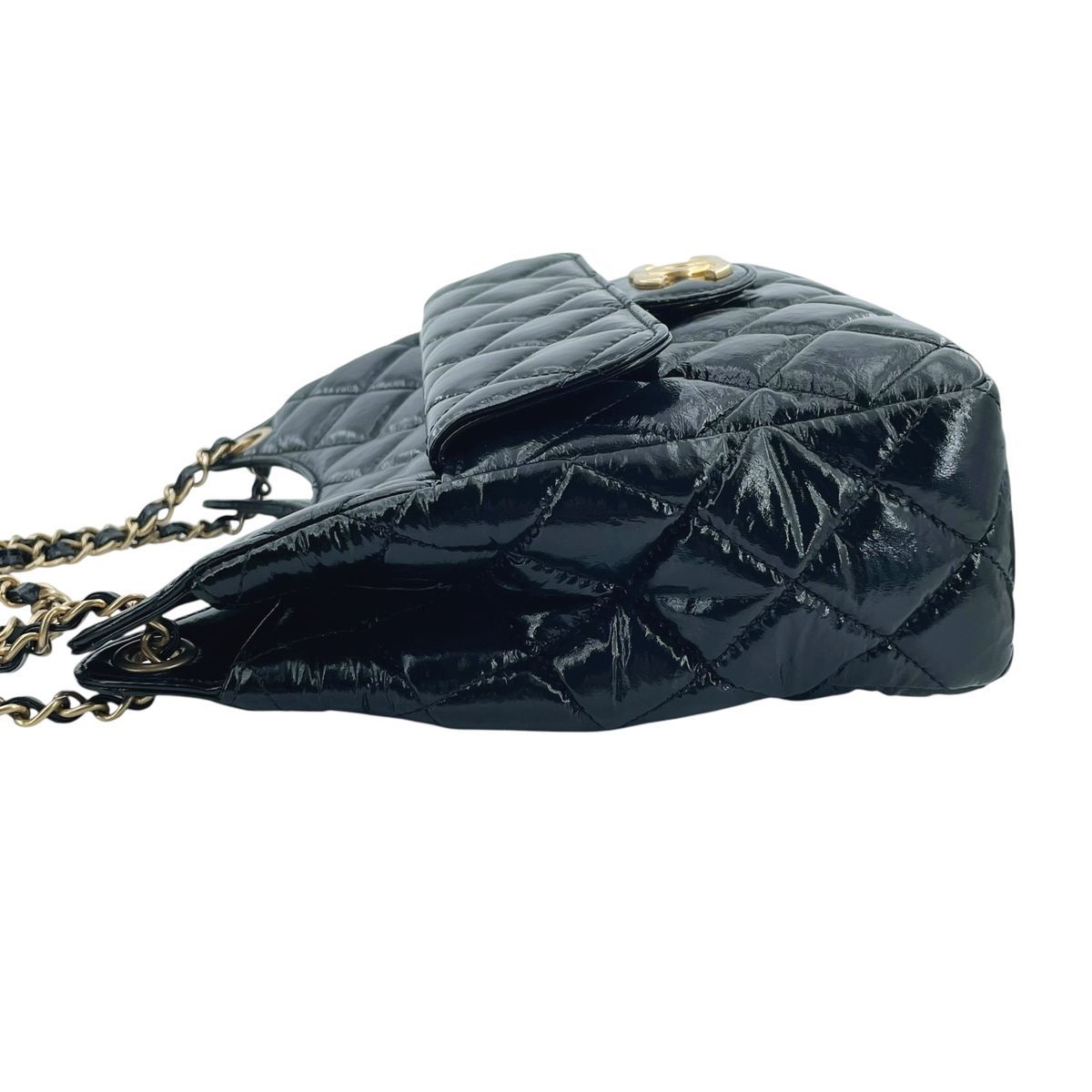 【中古】 CHANEL シャネル  マトラッセ ホーボー チェーンバッグ スモール ブラック 黒 シャイニーカーフ GP金具 AS3690 チェーンショルダーバッグ レディース  26007701 HO 中古】 CHANEL シャネル マトラッセ ホーボー チェーンバッグ スモール