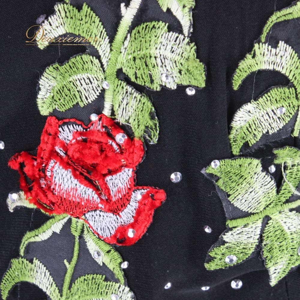 黒いダンスドレス 赤い花刺繍 黒いダンスドレス 赤い花刺繍 黒いダンスドレス 赤い花刺繍【公式通販】