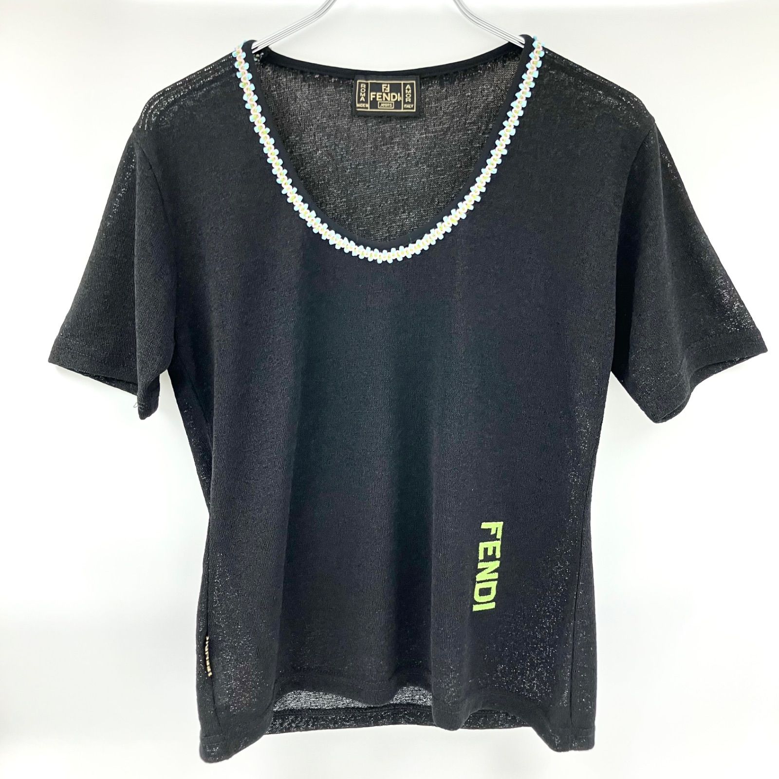 FENDI JEANS ロゴ ジャガード シースルーシャツ Lサイズ 【公式通販】