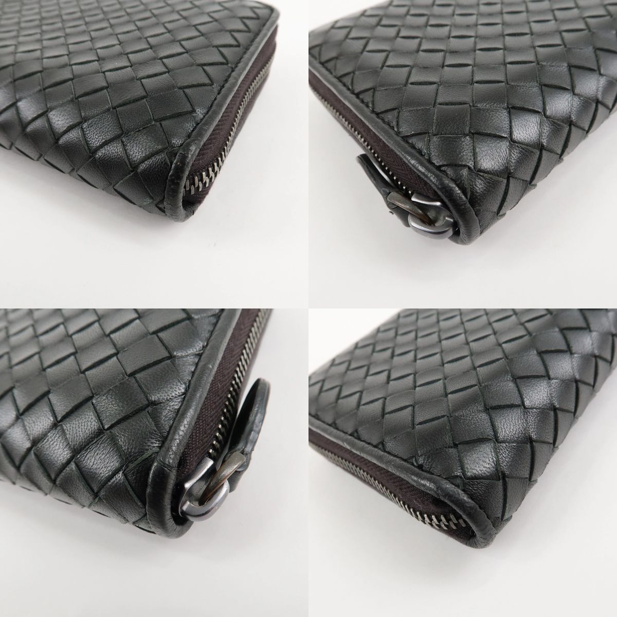 【美品】 Bottega Veneta ボッテガ・ヴェネタ イントレチャート ジップアラウンドウォレット 114076 ブラック/レザー 美品】 Bottega Veneta ボッテガ・ヴェネタ イントレチャート ジップ