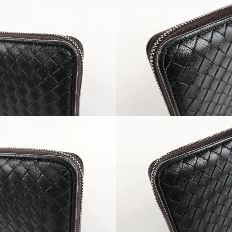 【美品】 Bottega Veneta ボッテガ・ヴェネタ イントレチャート ジップアラウンドウォレット 114076 ブラック/レザー 美品】 Bottega Veneta ボッテガ・ヴェネタ イントレチャート ジップ