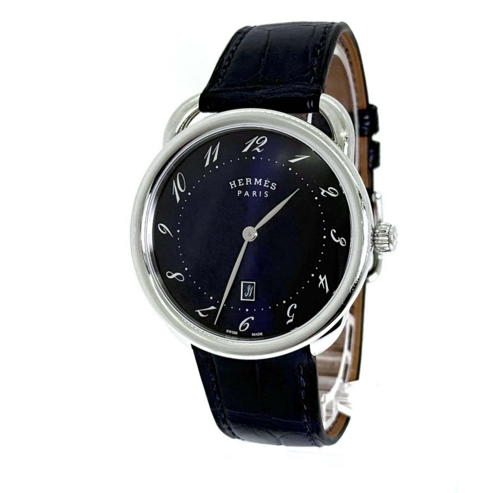 HERMES エルメス アルソー AR7Q.810 ネイビー QZ メンズ 腕時計 稼働品