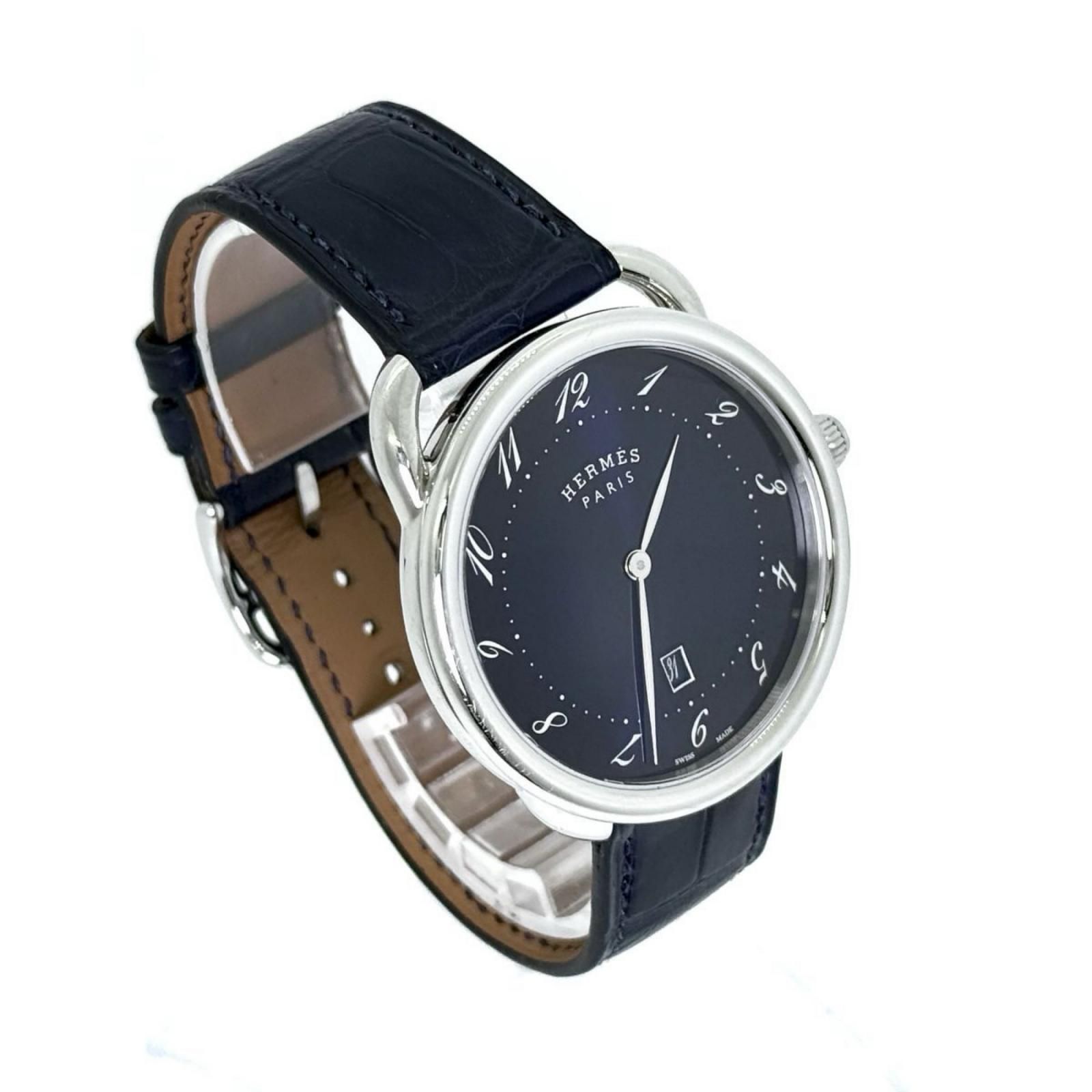 HERMES エルメス アルソー AR7Q.810 ネイビー QZ メンズ 腕時計 稼働品