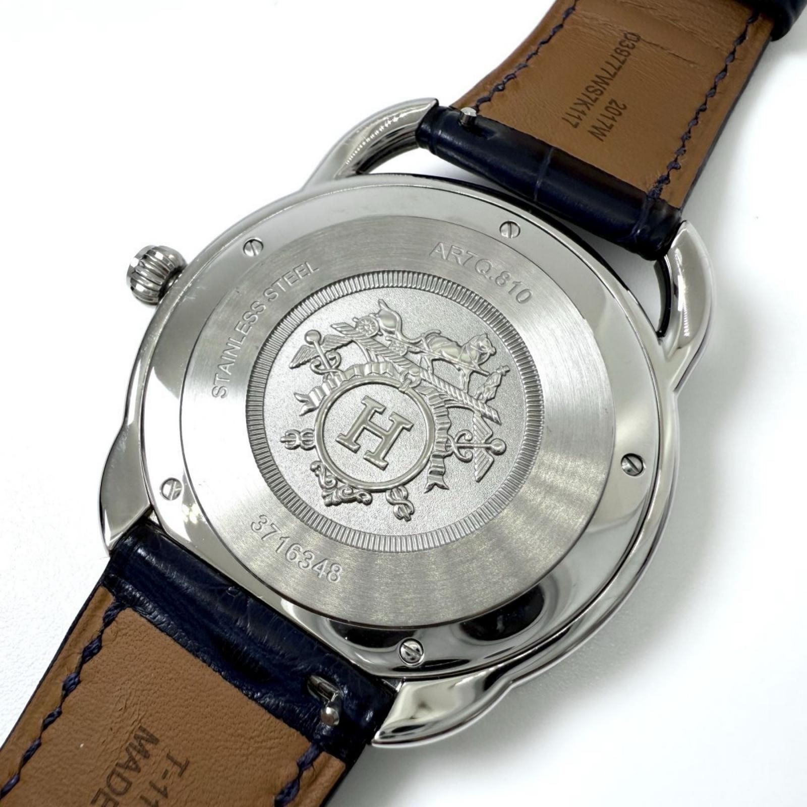 HERMES エルメス アルソー AR7Q.810 ネイビー QZ メンズ 腕時計 稼働品