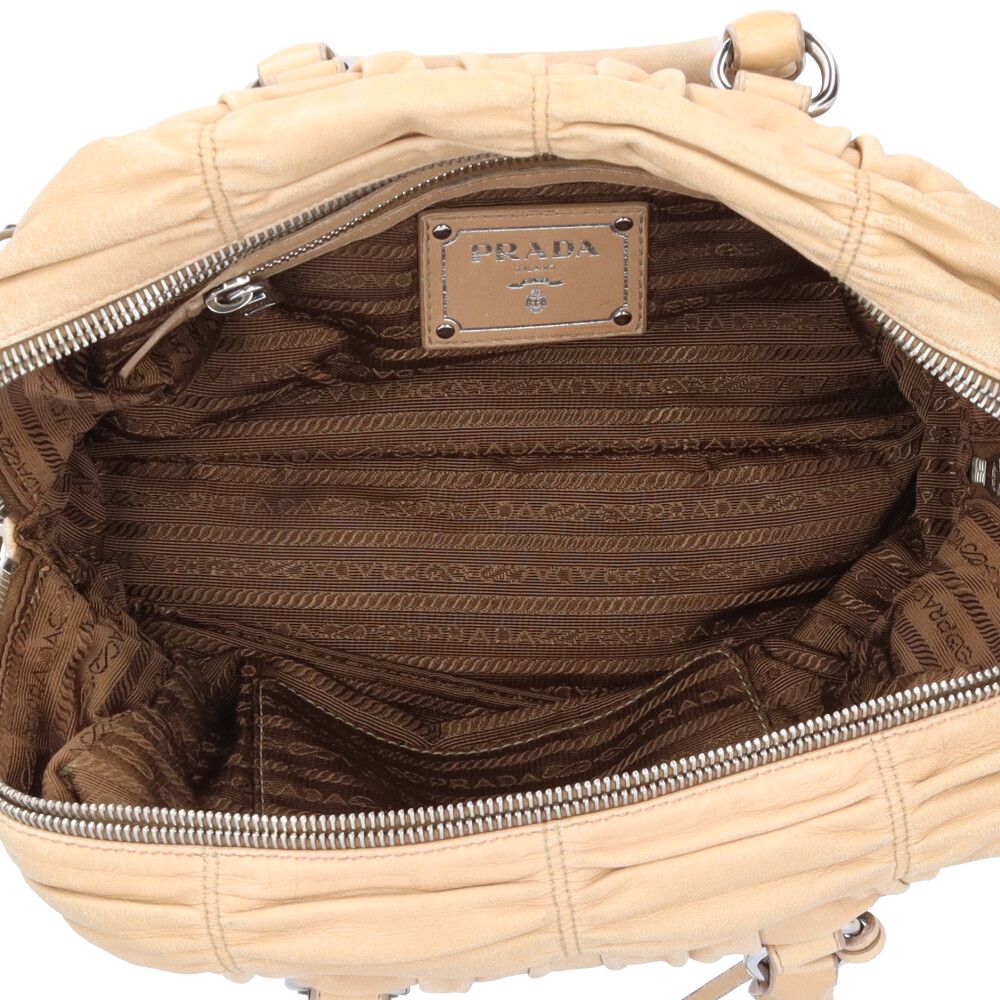 プラダ ナッパギャザー ショルダーバッグ レザー BL0759 ブラウン
