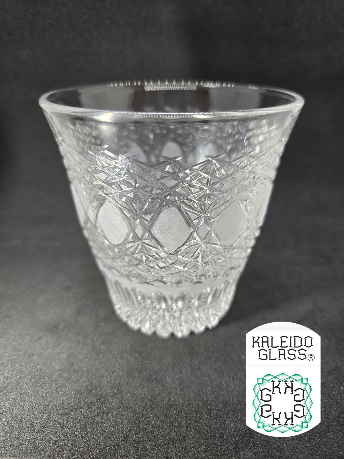 【アウトレット価格】　ロックグラス　切子グラス　1点物　コップ　グラス　透明　クリア【KALEIDO　GLASS】