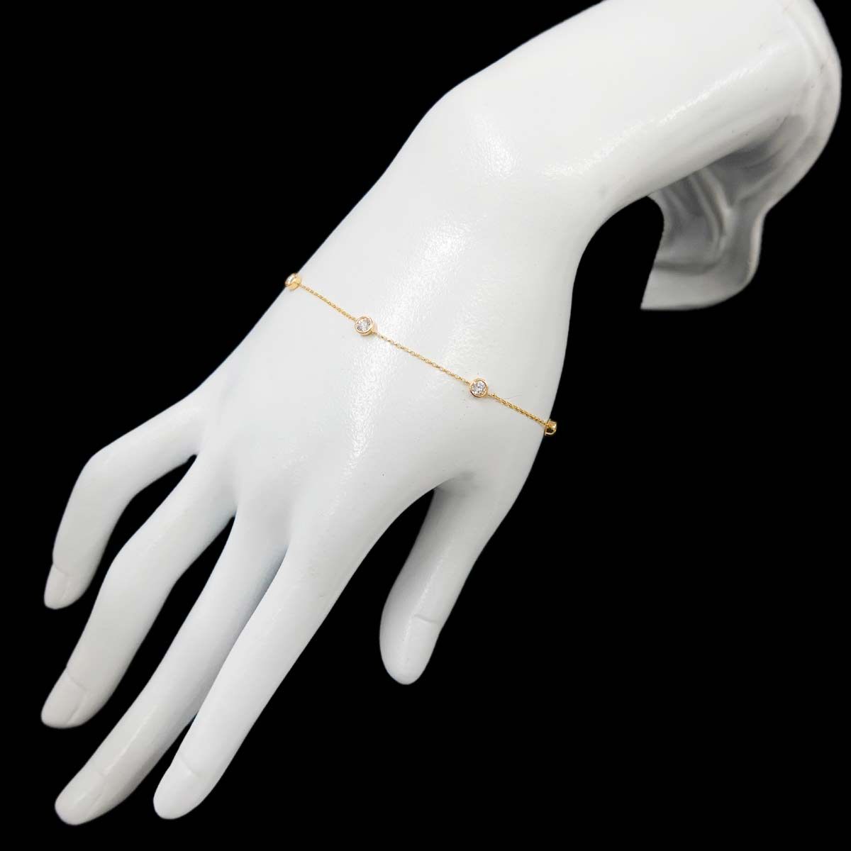 ダイヤ 0.50ct ブレスレット 18.5cm K18 YG イエローゴールド 750 