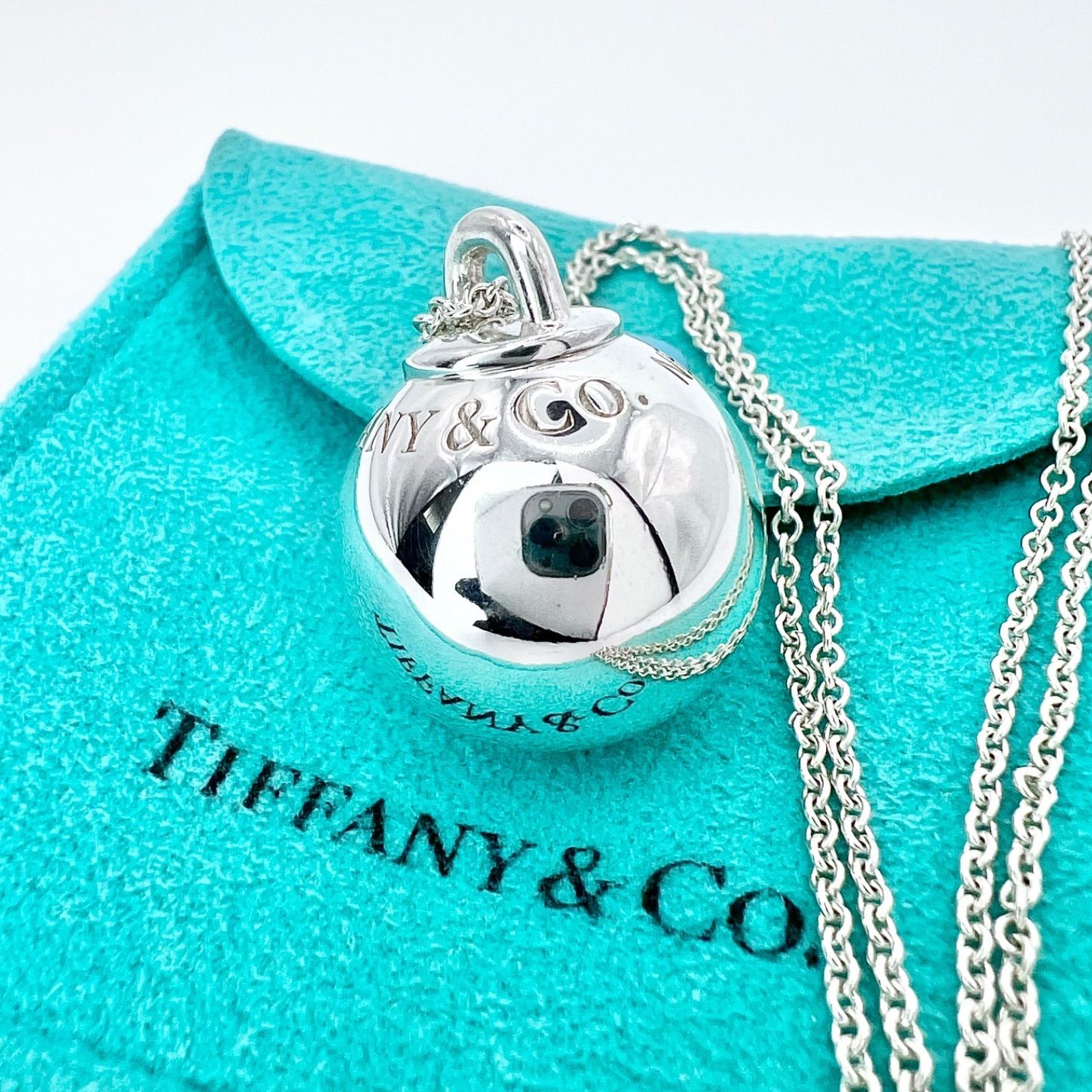 極美品 ティファニー ハードウェア ボール 19mm ネックレス 付属品 現行品 14.95g TIFFANY&CO. SV 925