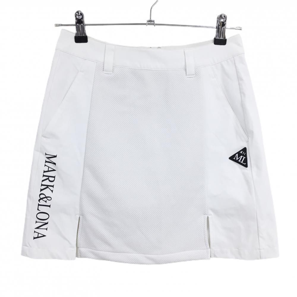 超美品】マークアンドロナ ストレッチスカート 白 ナイロン混 後ろ 