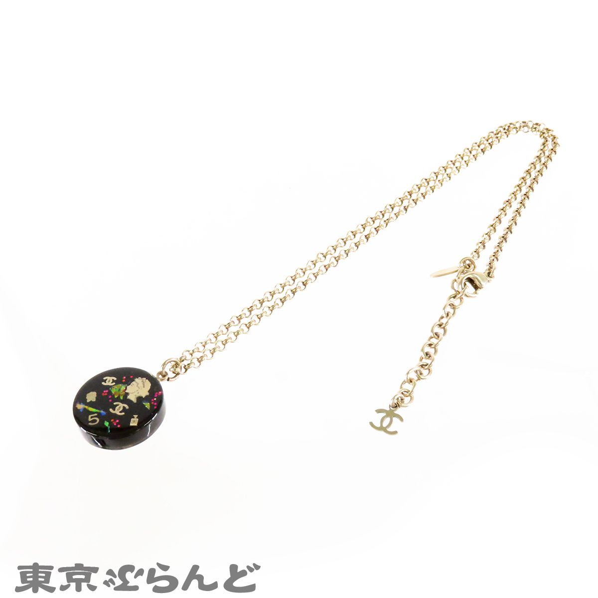 シャネル CHANEL ココマーク アイコン ペンダント ゴールドxブラック 