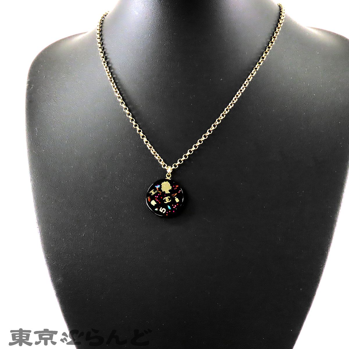 シャネル CHANEL ココマーク アイコン ペンダント ゴールドxブラック 
