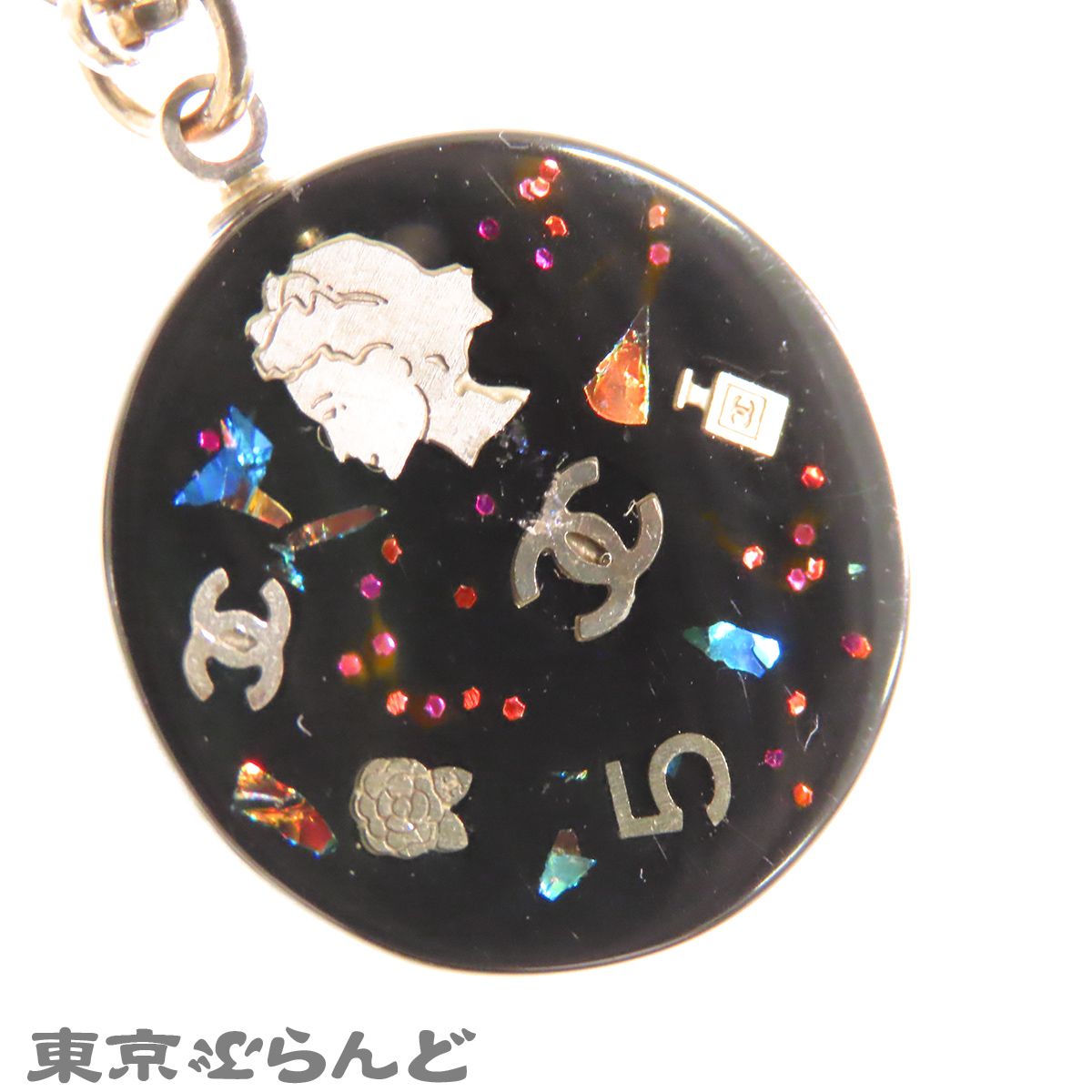 シャネル CHANEL ココマーク アイコン ペンダント ゴールドxブラック 