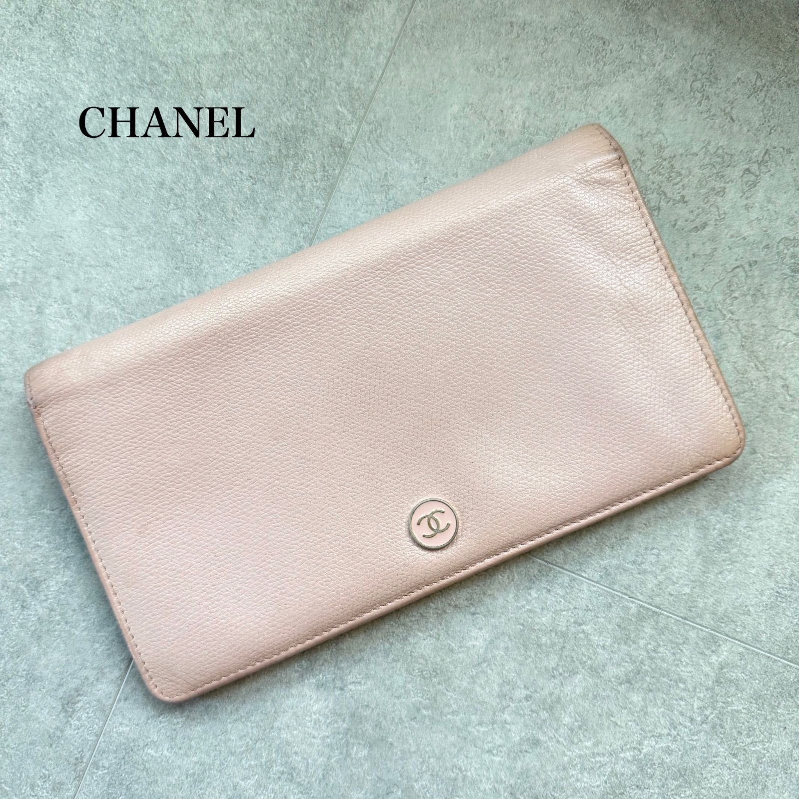 CHANEL シャネル ココボタン 二つ折り長財布 ピンク ゴールド金具 