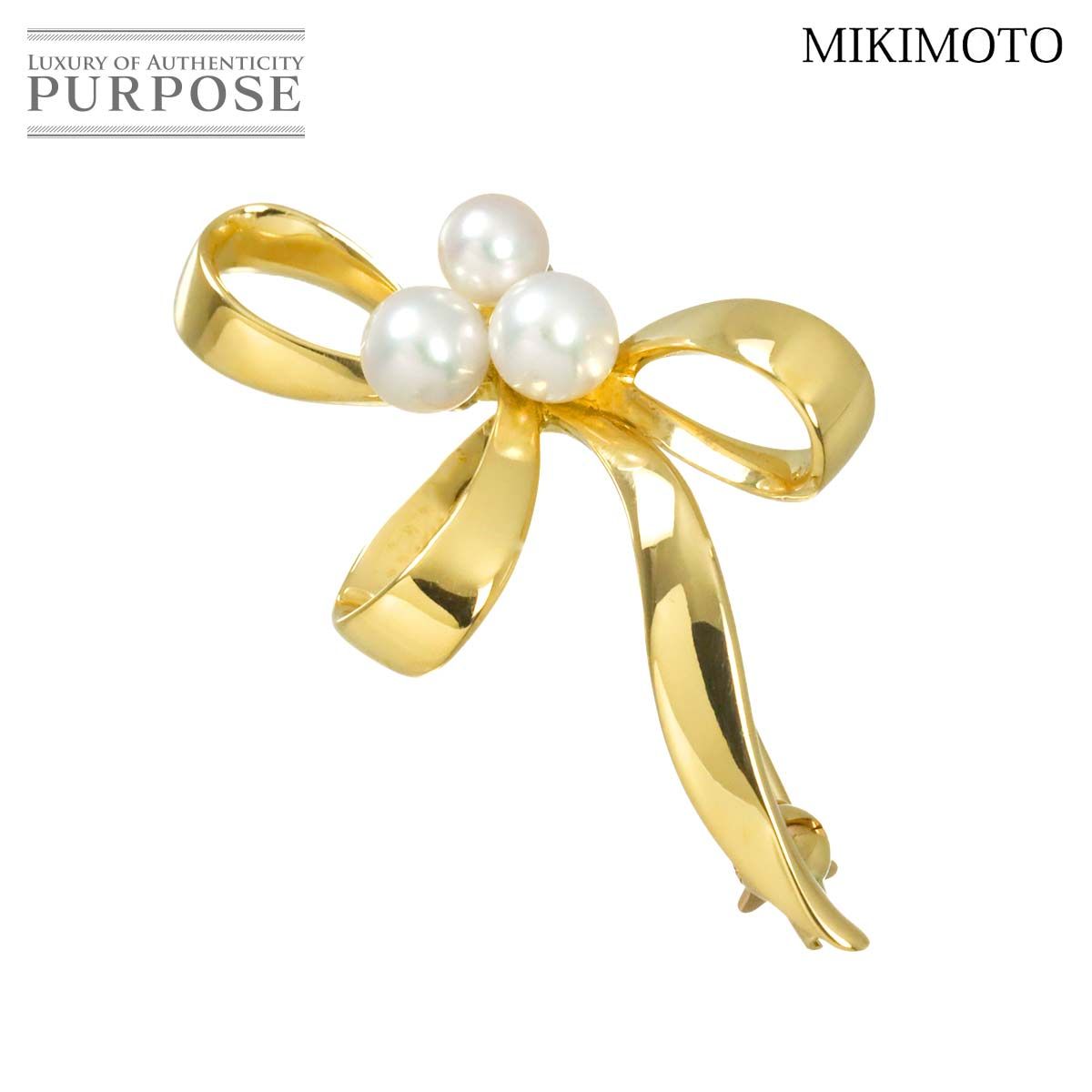 ミキモト MIKIMOTO アコヤ真珠 4.6-4.1mm ブローチ K18 YG ミキモト MIKIMOTO アコヤ真珠 4.6-4.1mm ブローチ K18 YG