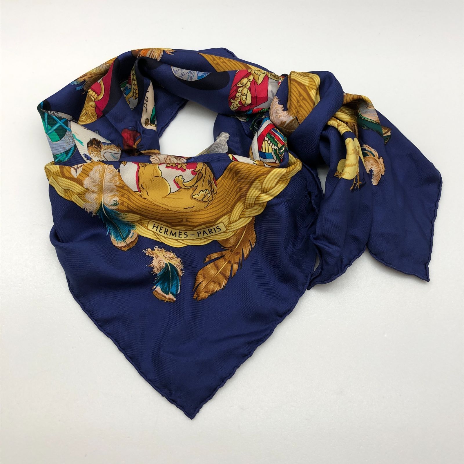 HERMES エルメス スカーフ ブルー カレ90シリーズ COUVEE D'HERMES エルメスの卵 YHAW26-1202