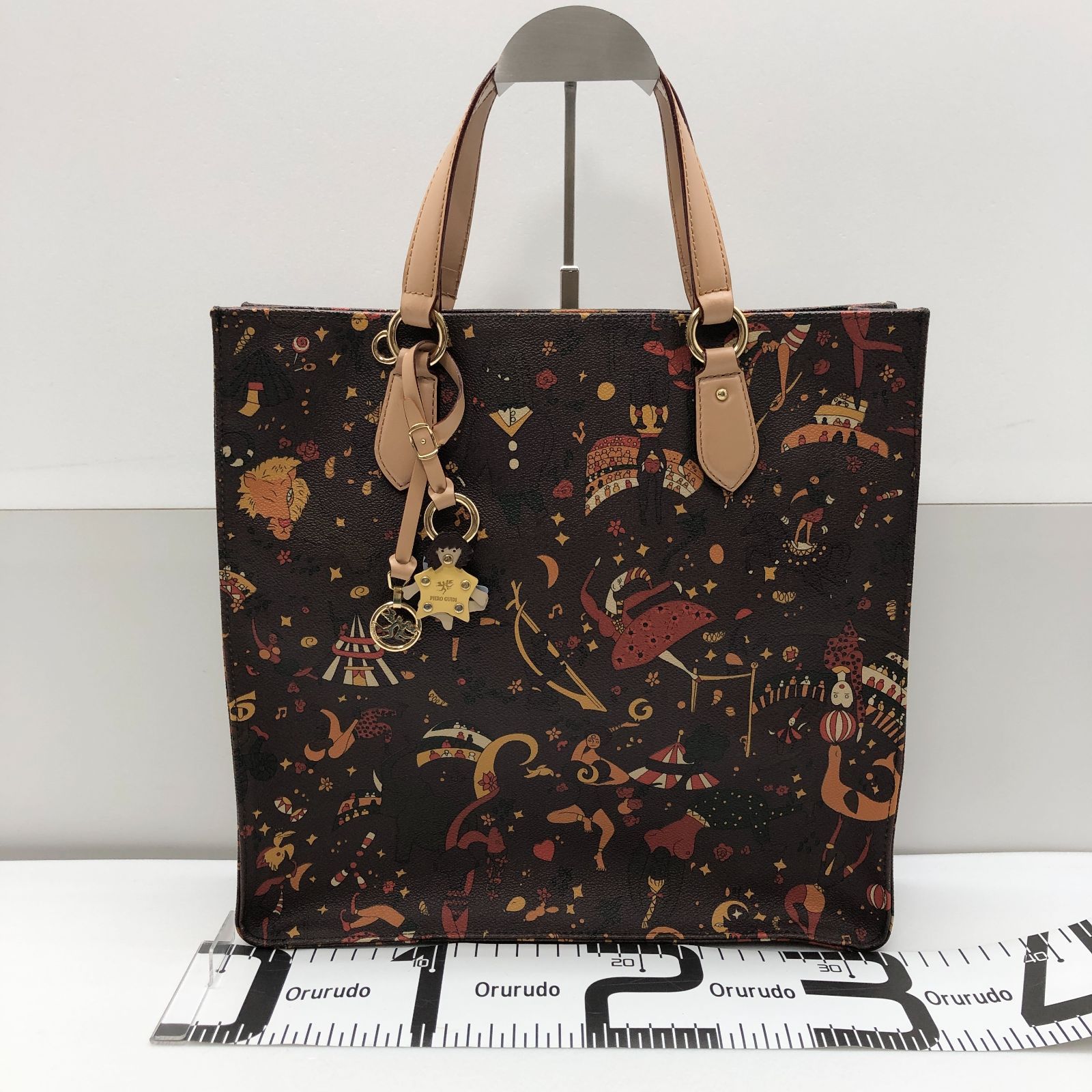 PIERO GUIDI トートバッグ キーホルダー ハンドル付き ブラウン系