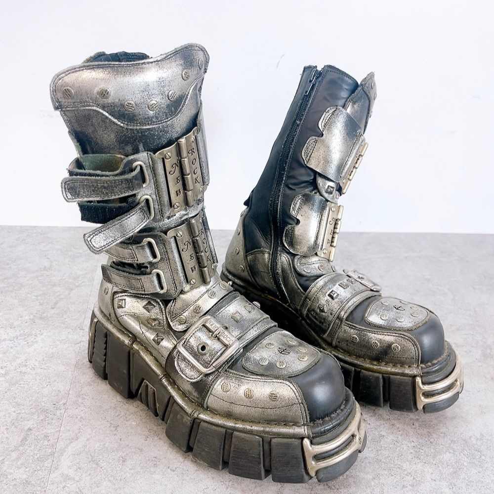H-1077 NEW ROCK ニューロック スペイン製 ブーツ 26cm シルバー