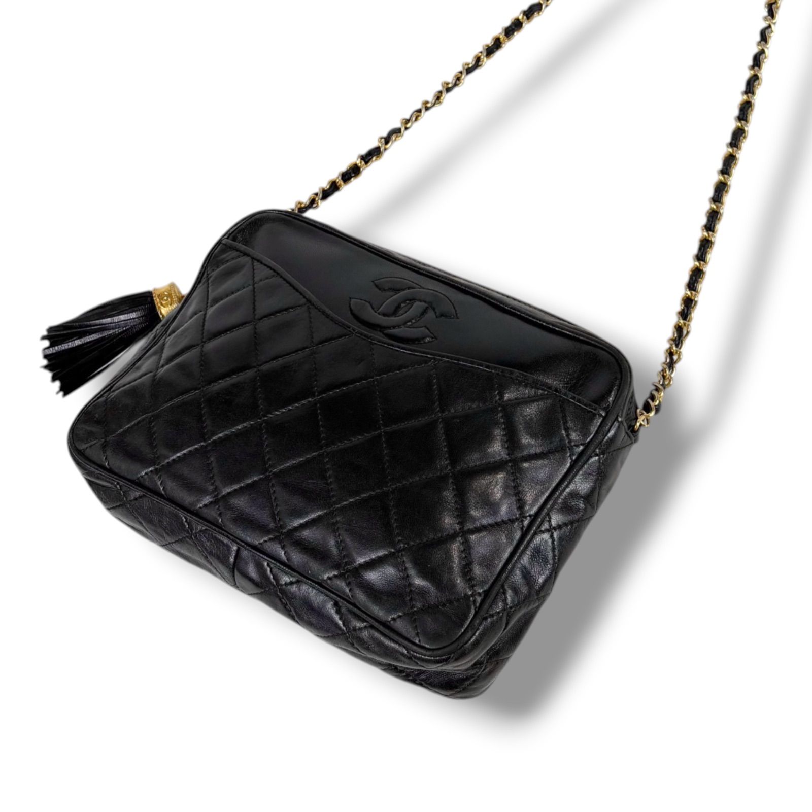 【CHANEL】シャネル マトラッセ チェーンショルダー ココマークチャーム カーフ 黒 レディース ショルダーバッグ CHANEL - 【CHANEL】シャネル マトラッセ チェーンショルダー ココ