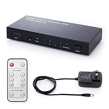 【中古】「非常に良い」サンワダイレクト HDMIセレクター 4入力×1出力 光、同軸デジタル出力付き 1080p対応 リモコン付 HDMI切替器 400-SW015