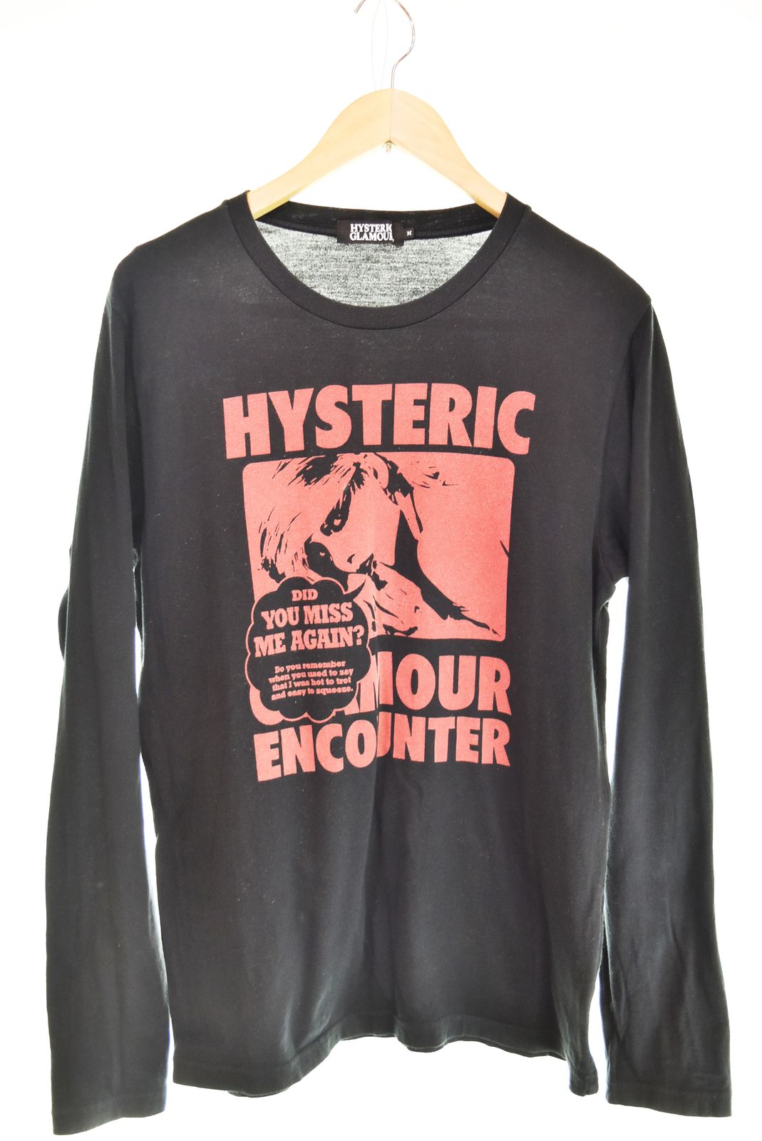HYSTERIC GLAMOUR 長袖 カットソー ガール ロゴプリント 黒 M 【公式通販】