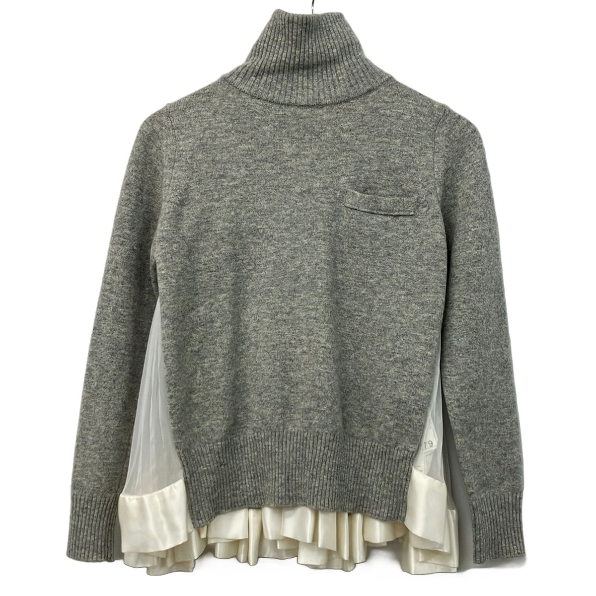 Sacai(サカイ) 長袖セーター サイズ1 S レディース 14-02079 グレー×アイボリー プリーツ/シースルー Sacai(サカイ) 長袖セーター サイズ1 S レディース 14-02079 グレー