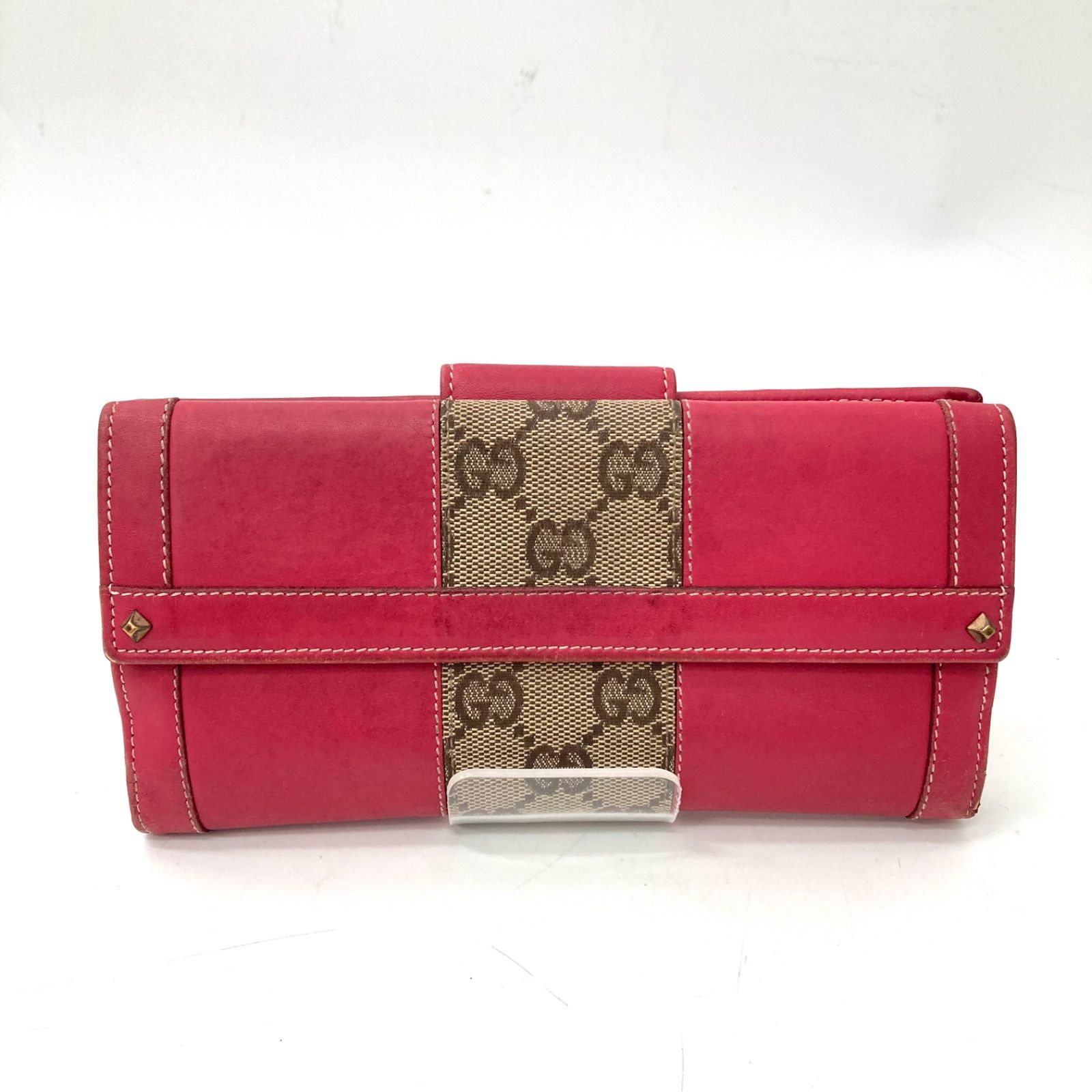 GUCCI】グッチ 長財布 GGキャンバス ピンク ブラウン レザー☆ - メルカリ