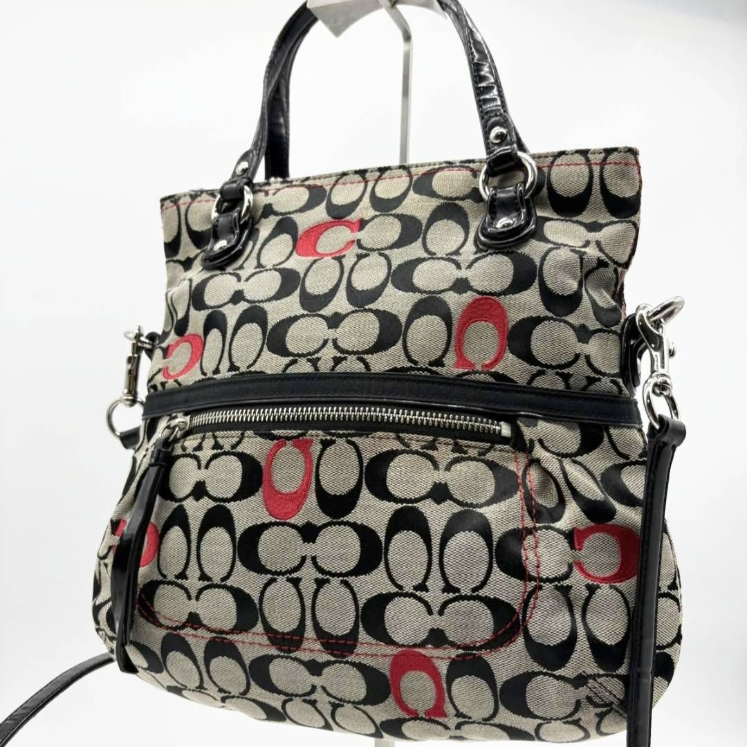 コーチ COACH トートバッグ 2WAY シグネチャー ブラック グレー 