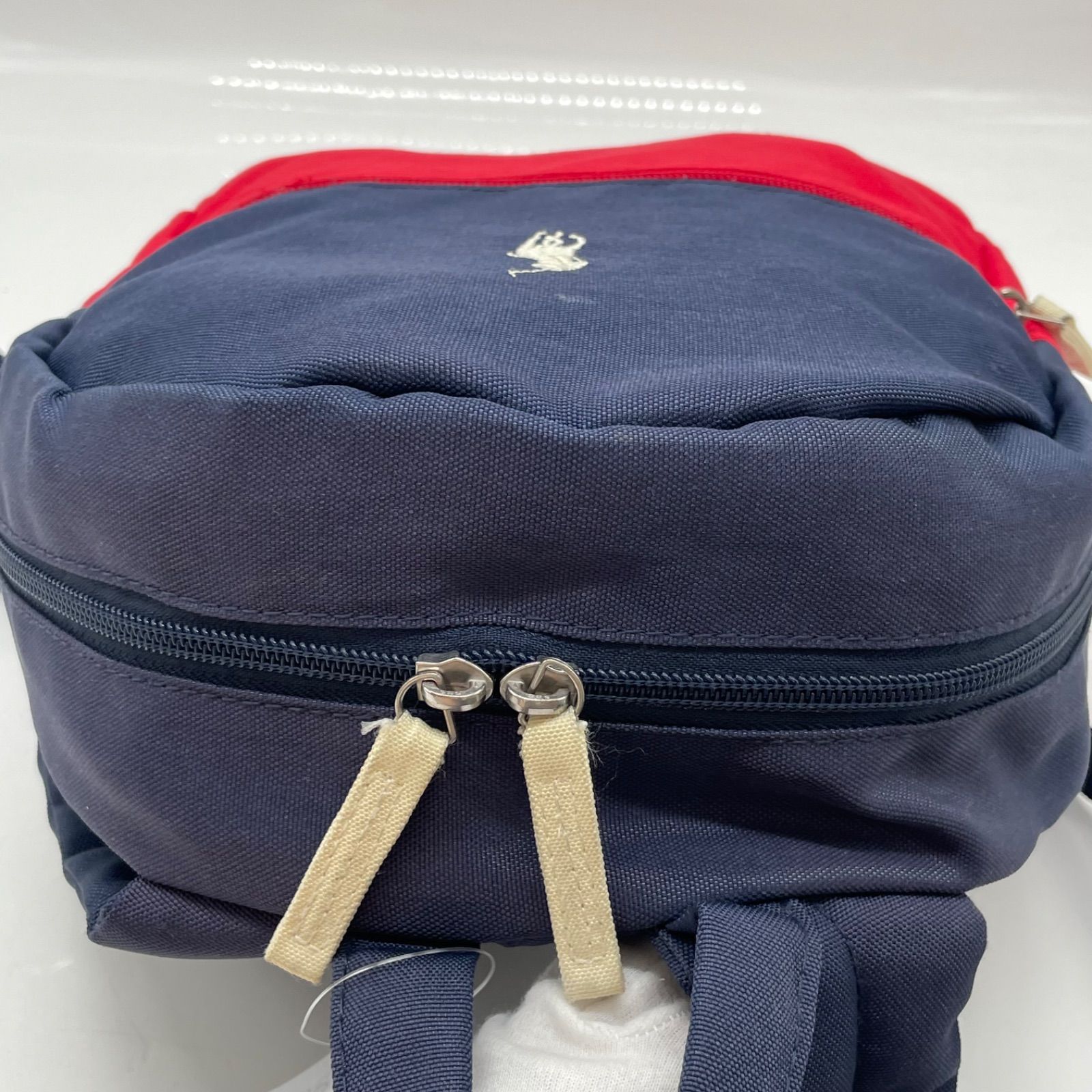 BN8487□Polo Ralph Lauren リュック ネイビー×レッド ナイロン キッズ 