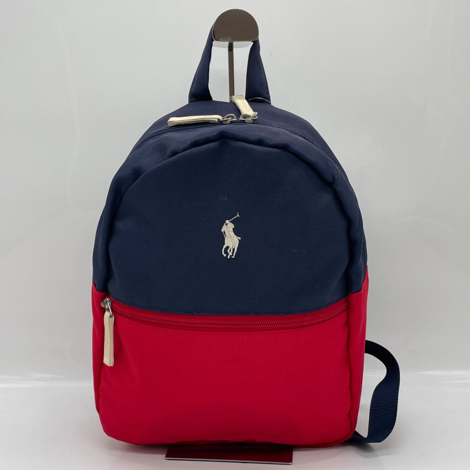 BN8487□Polo Ralph Lauren リュック ネイビー×レッド ナイロン キッズ