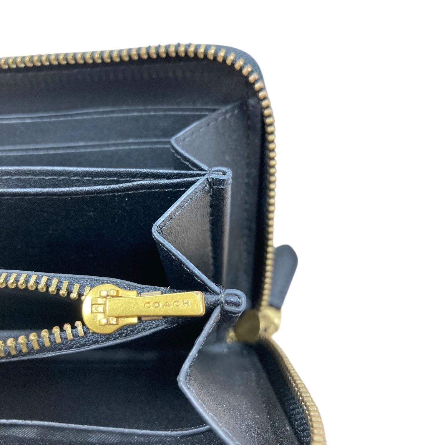 COACH コーチ レザー ラウンドファスナー長財布 CC489 ブラック
