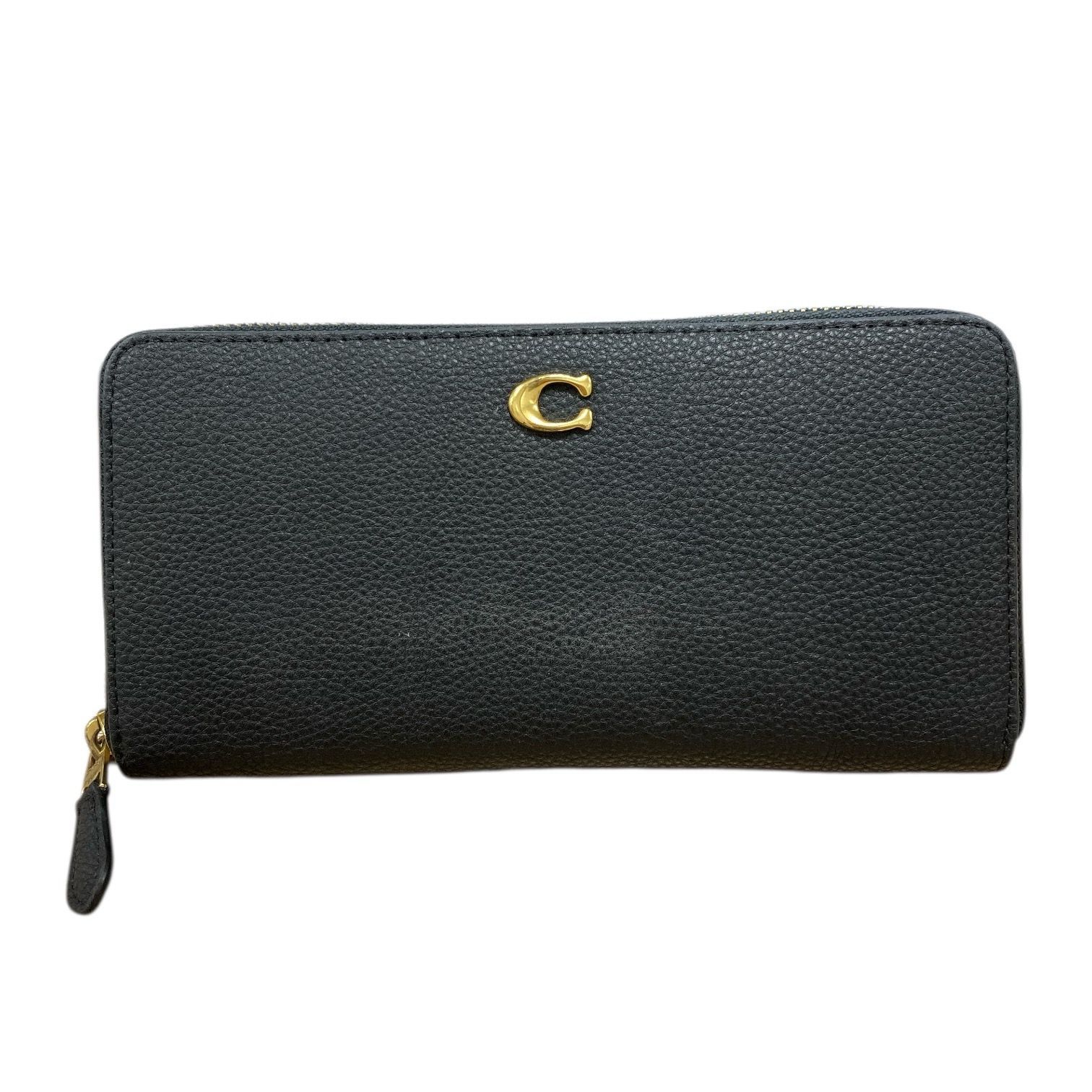 COACH コーチ レザー ラウンドファスナー長財布 CC489 ブラック