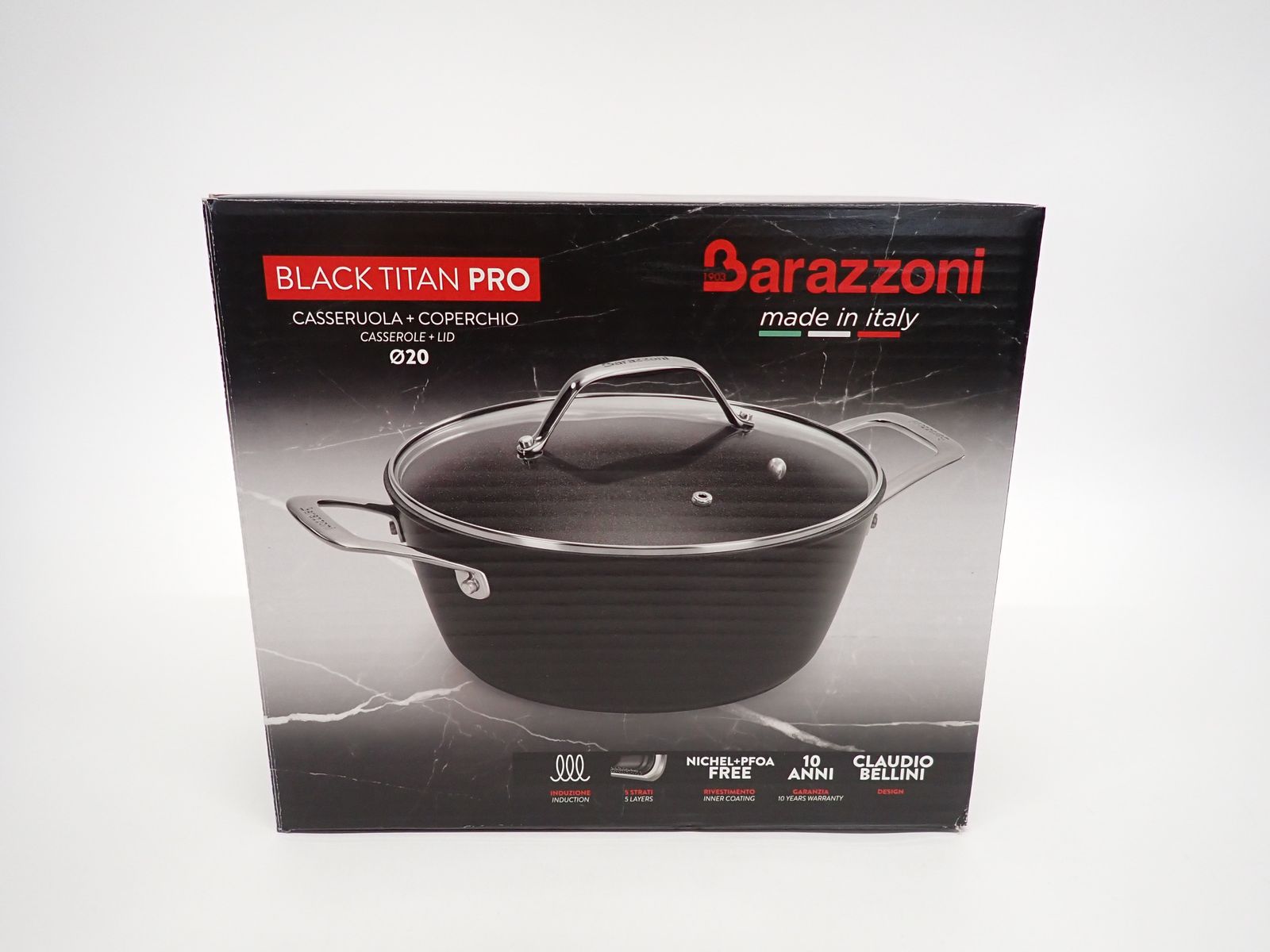 Barazzoni キャセロール ふた付き 20cm BLACK TITAN PRO バラゾーニ 両手鍋 鍋 調理器具 R2604-092 Barazzoni キャセロール ふた付き 20cm BLACK TITAN PRO バラゾーニ