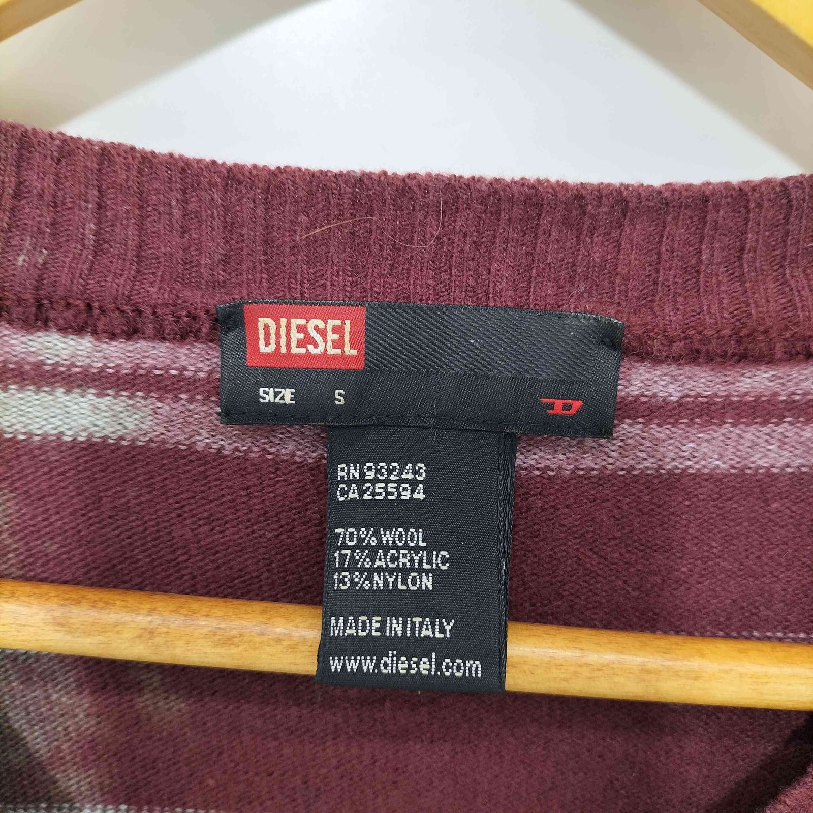 ディーゼル DIESEL 00s Y2K アーガイル/ボーダー 切替 フリンジ V 
