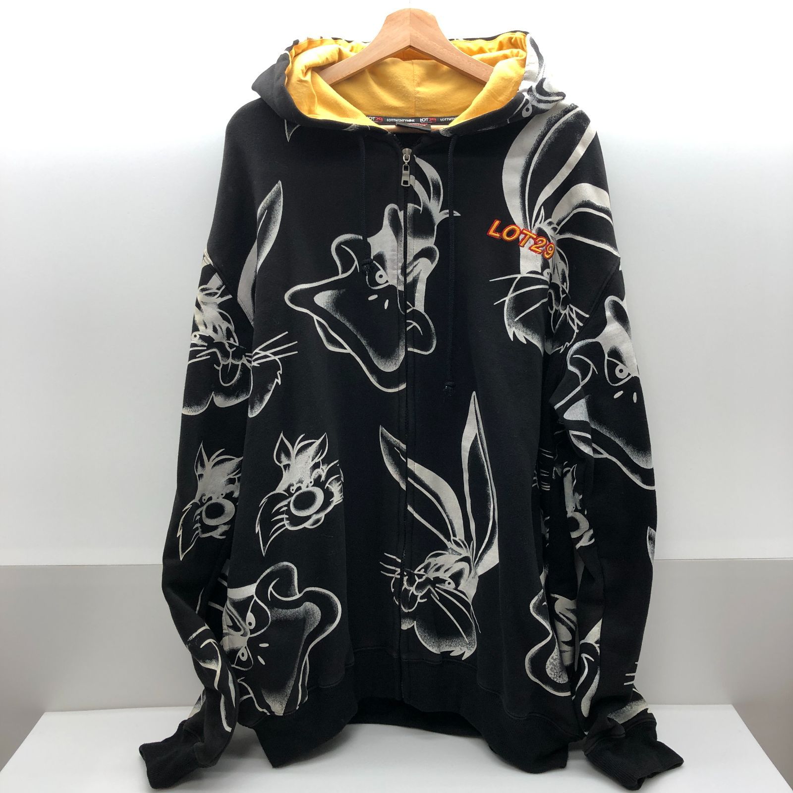 LOT29 メンズ 裏起毛 フーディー パーカー XXLサイズ ブラック SGAW26-1234
