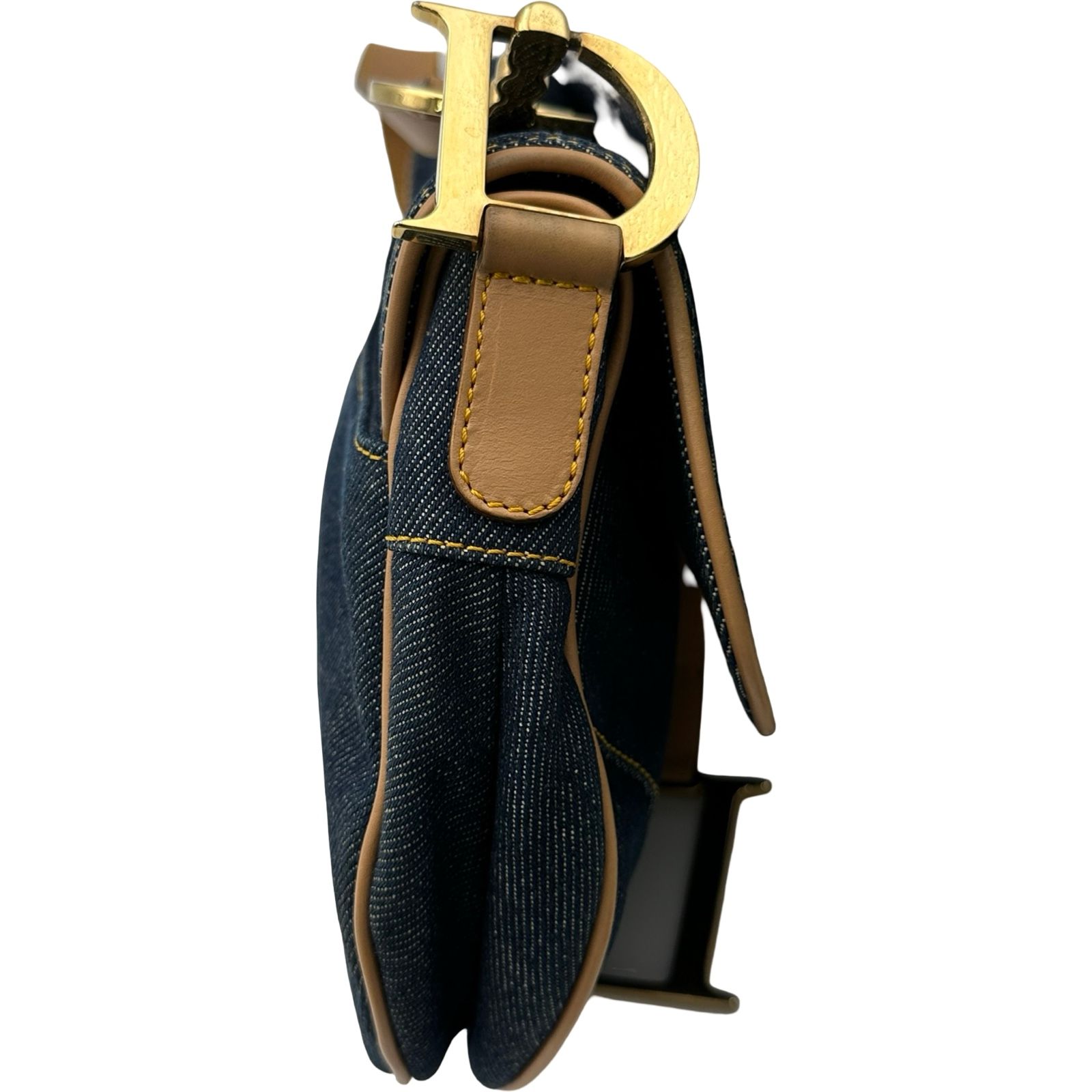 未使用 展示品 クリスチャン ディオール Chiristian Dior サドルバッグ ショルダー バッグ デニム レザー ブルー ゴールド 金具 VLP 90189301 クリスチャン・ディオール Christian Dior サドルバッグ ブルー SV金具