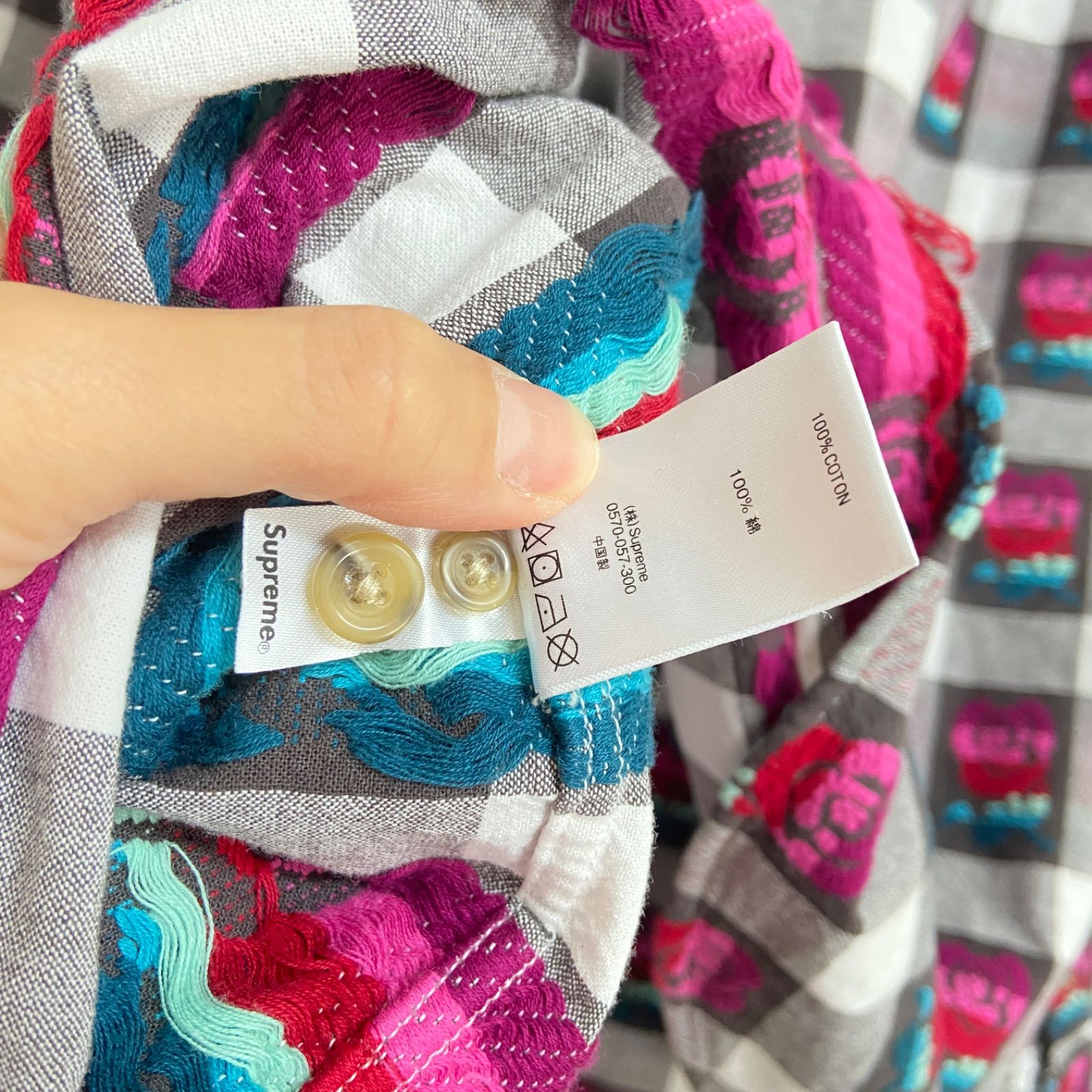 Supreme 19SS Rose Buffalo Plaid Shirt ローズ 刺繍 バッファロー