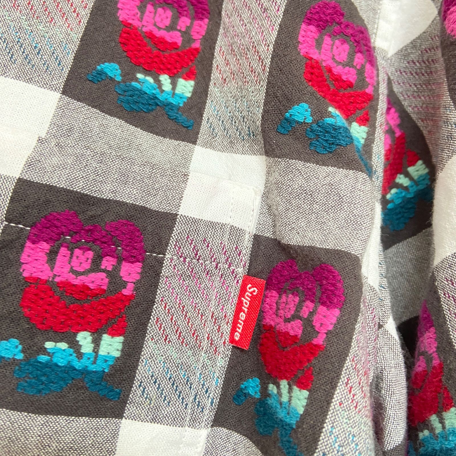 Supreme 19SS Rose Buffalo Plaid Shirt ローズ 刺繍 バッファロー