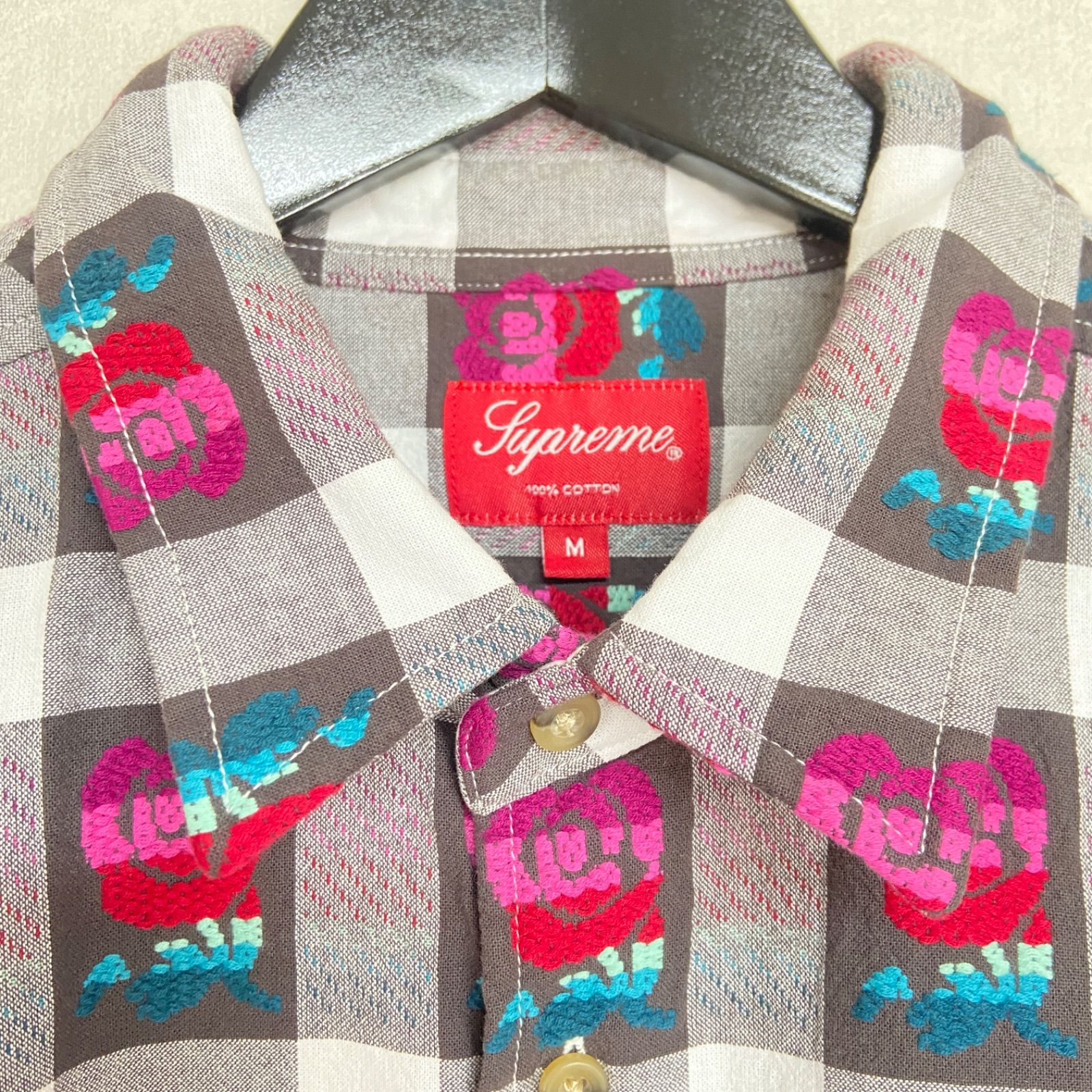 Supreme 19SS Rose Buffalo Plaid Shirt ローズ 刺繍 バッファロー