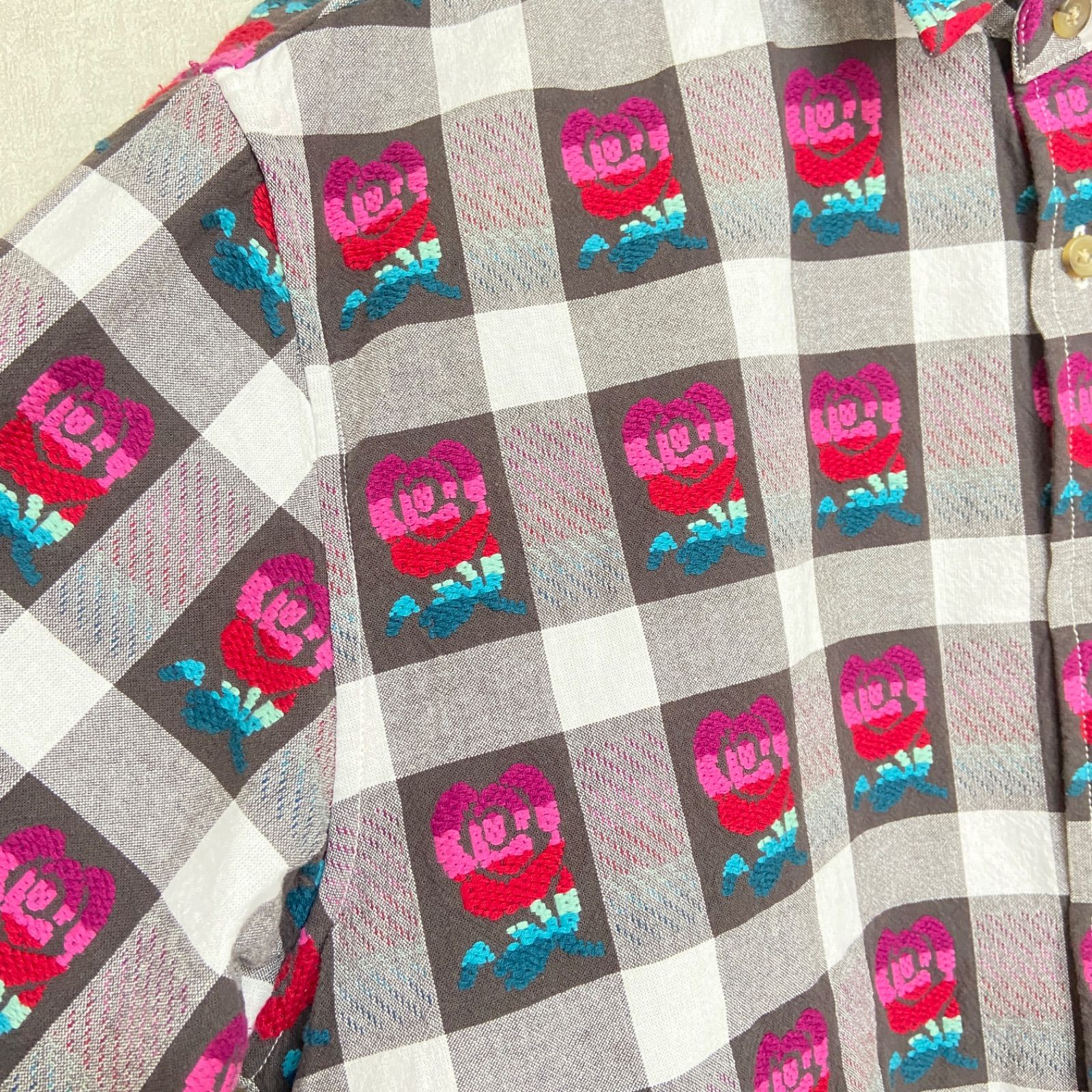 Supreme 19SS Rose Buffalo Plaid Shirt ローズ 刺繍 バッファロー