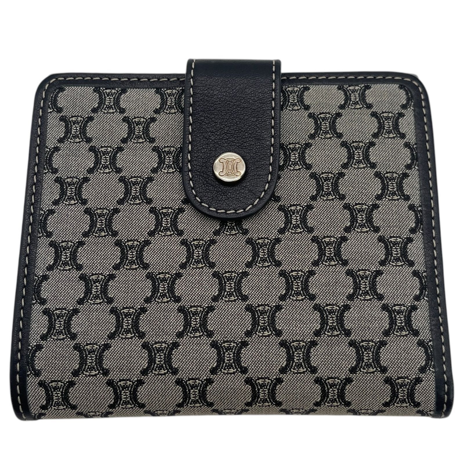 CELINE セリーヌ 二つ折り財布 マカダム柄 トリオンフ 刻印 ブラック