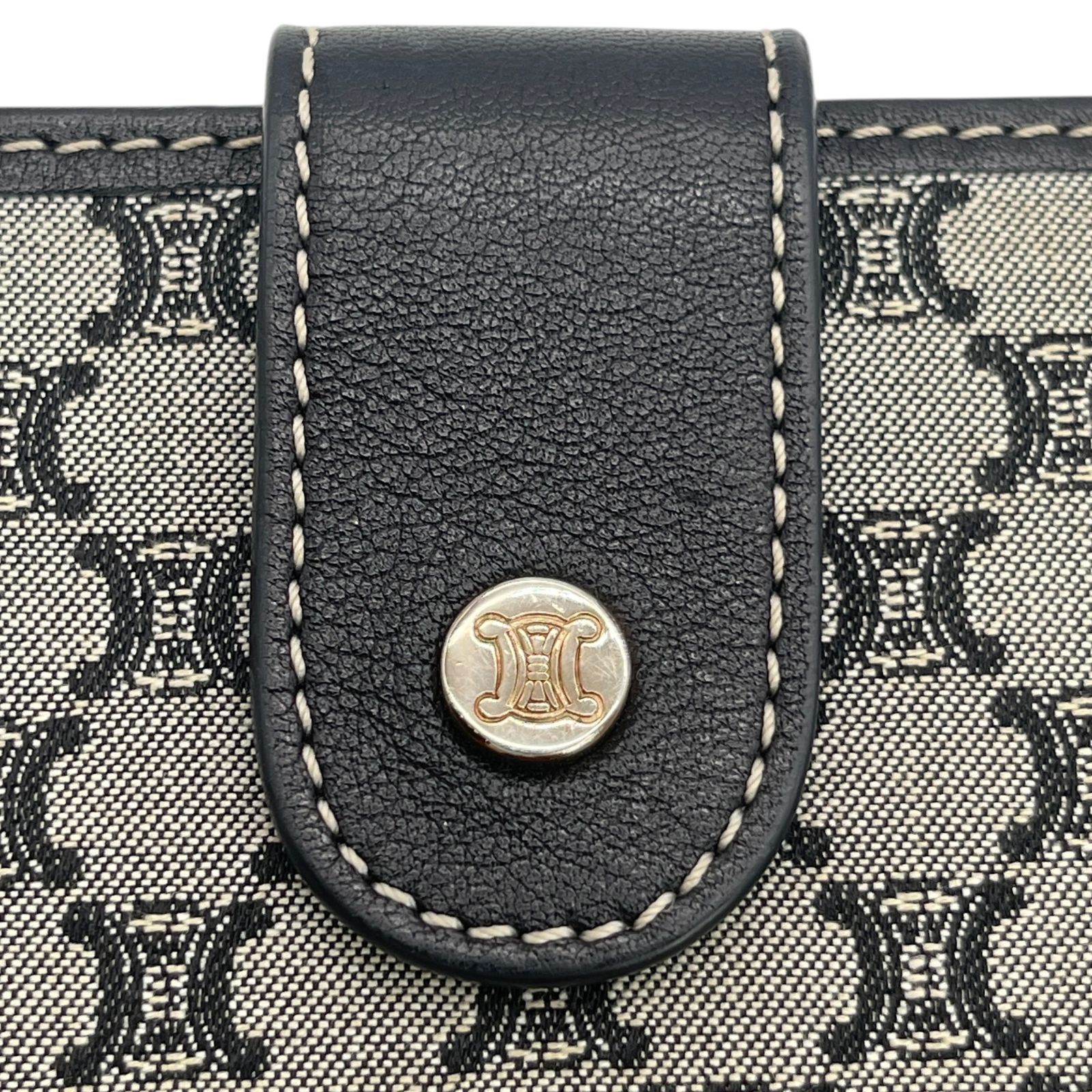 CELINE セリーヌ 二つ折り財布 マカダム柄 トリオンフ 刻印 ブラック