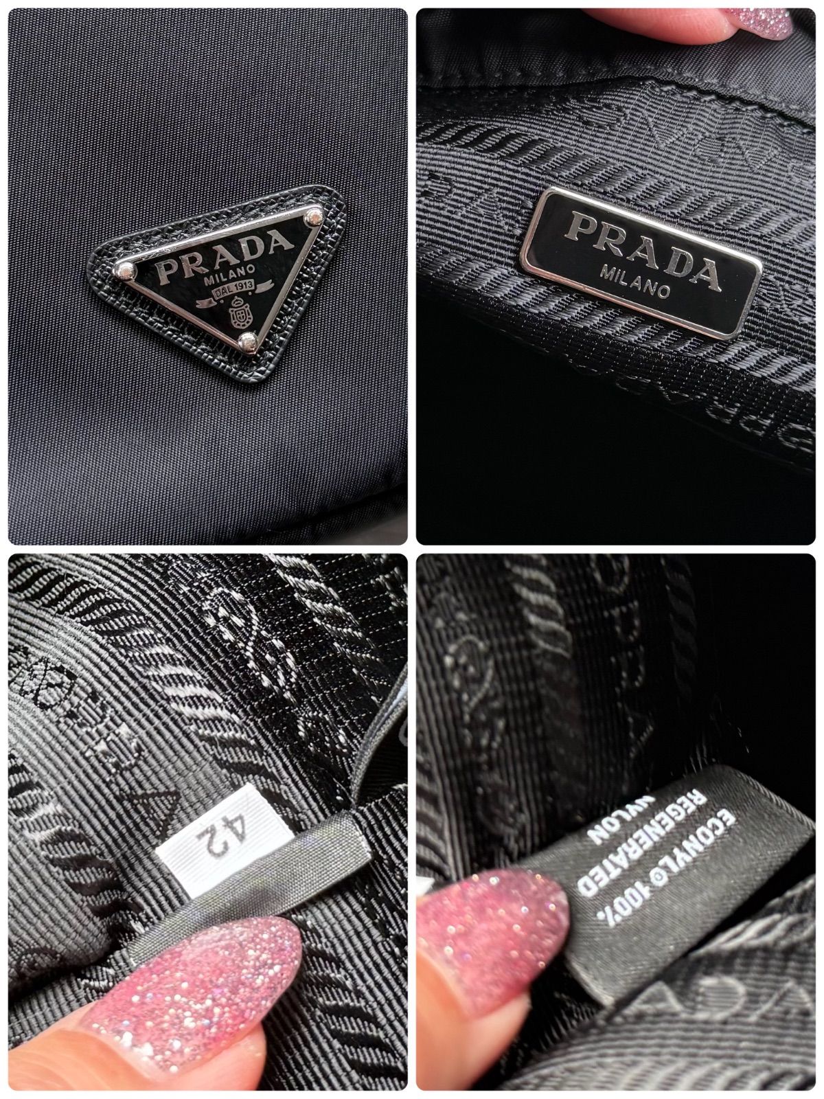 極美品 PRADA プラダ トライアングルロゴ 巾着バック Re-Nylon 
