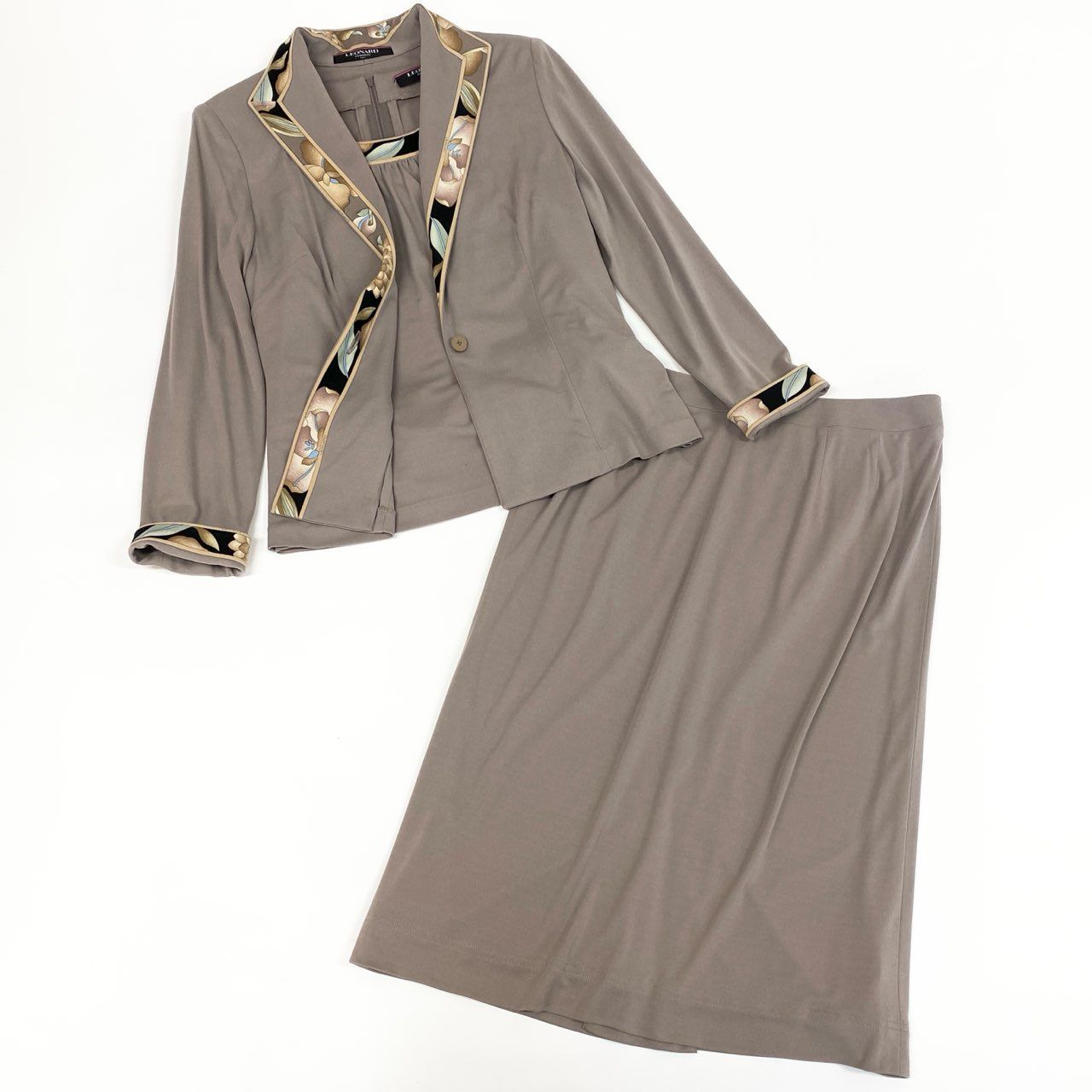 60d13 LEONARD FASHION レオナール セットアップスカート 3点セット 