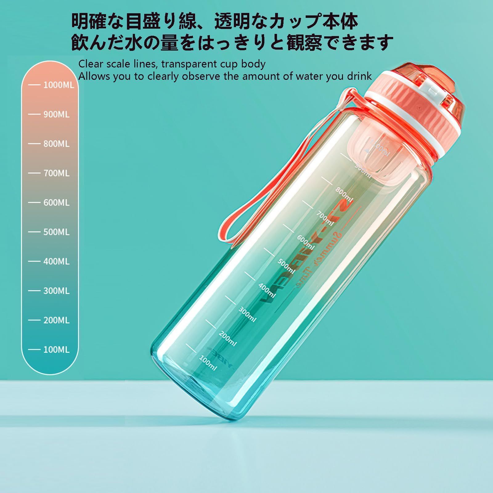 【新品未使用】自転車（orange） ハイキング ジム ランニング キャンプ 登山用 スポーツ アウトドア 子ども 大人 男女兼用 BPAフリー 漏れ防止 携帯便利 耐冷耐熱 プラスチック超軽量 650ml 水筒