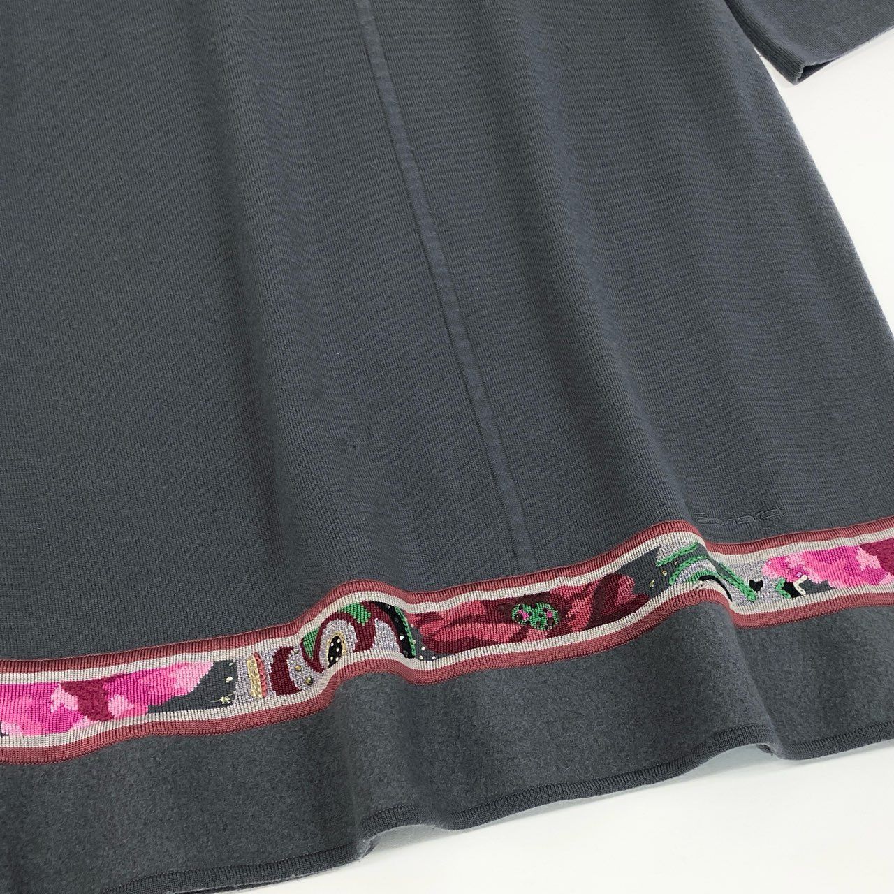 63d13 LEONARD FASHION レオナール 七分袖 ニットワンピース 膝丈 