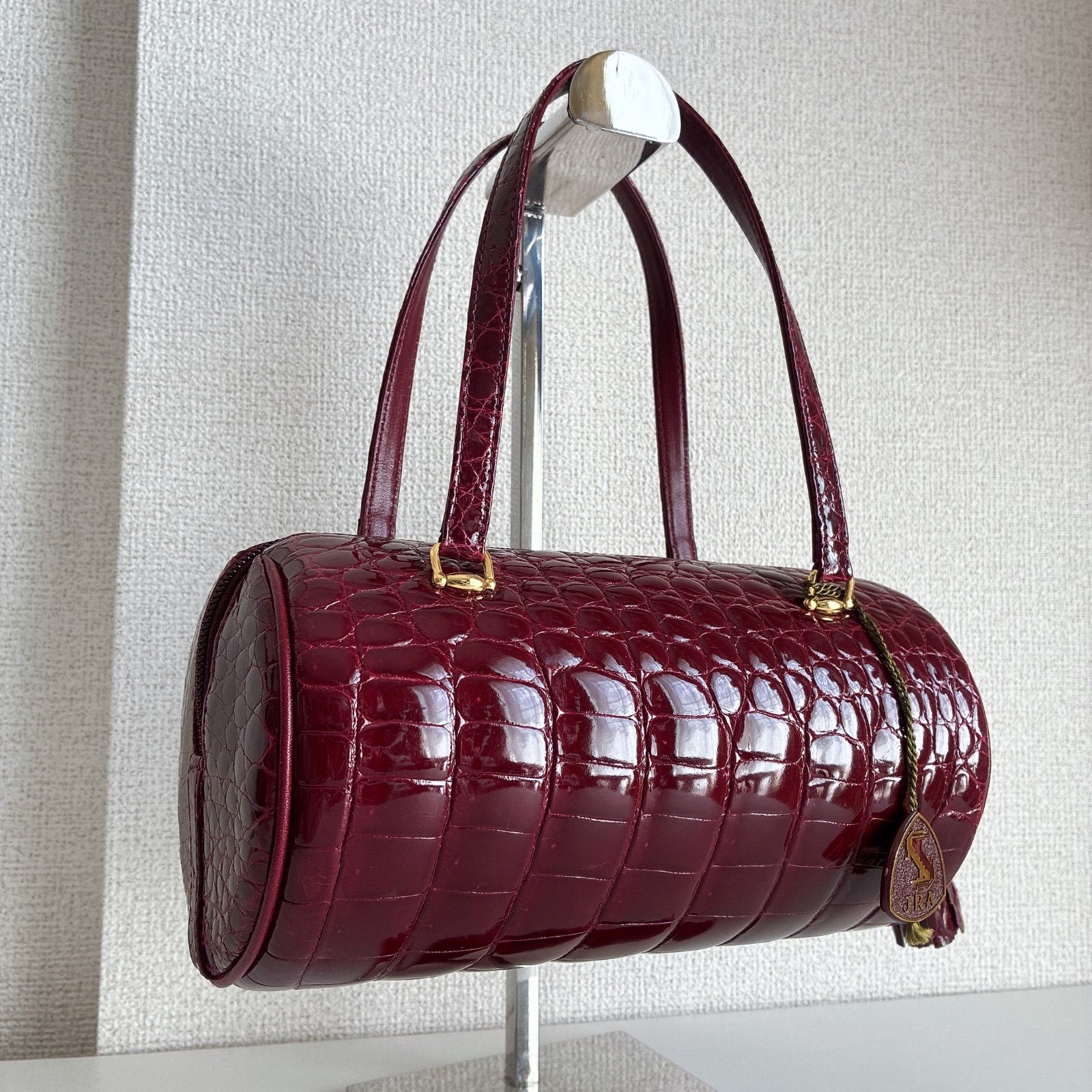 YB-2101 ハンドバッグ ワインレッド   30ｃｍ クロコダイル YB-2101 ハンドバッグ ワインレッド 30cm クロコダイル