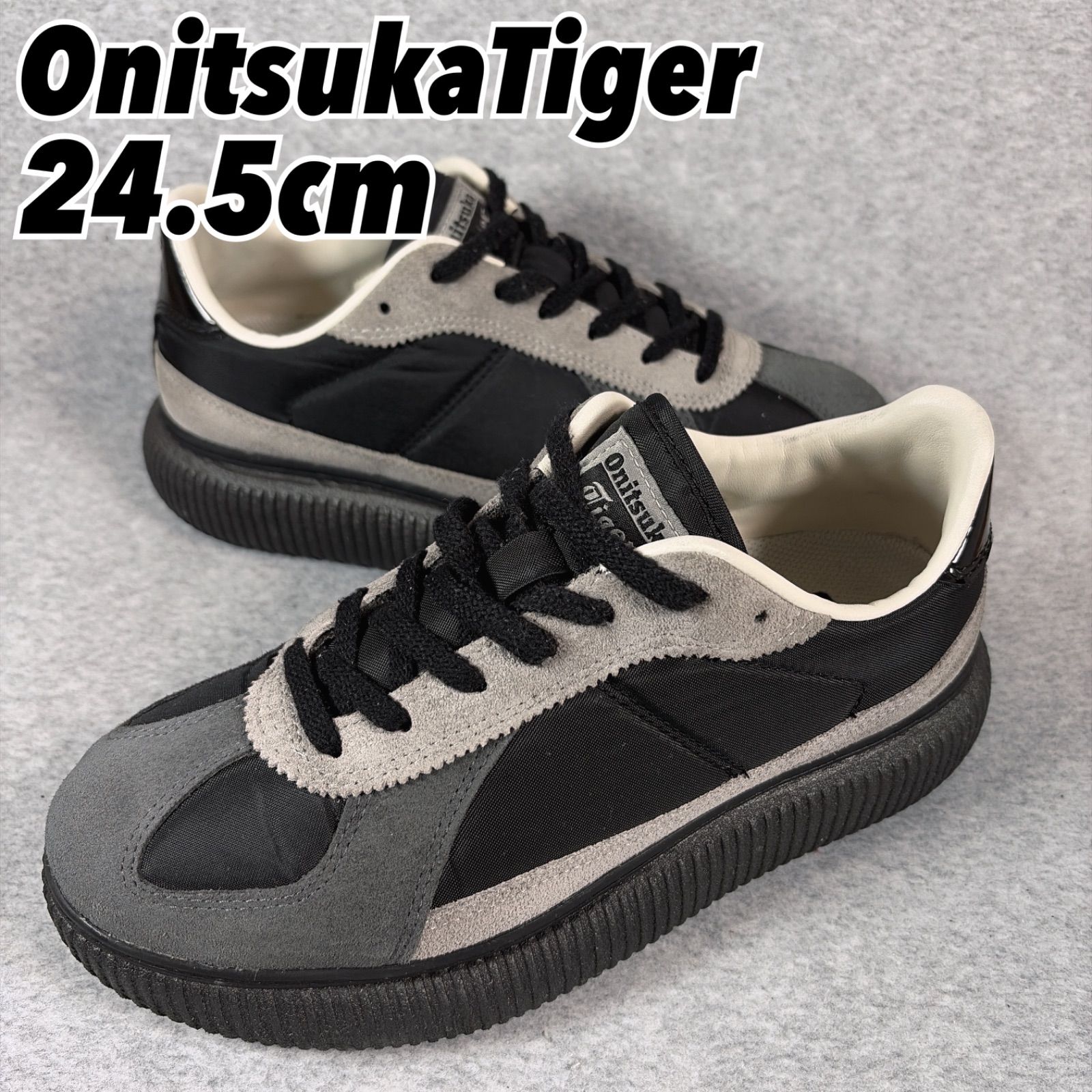0574良品【オニツカタイガー】デレシティ 24.5cm ブラック×グレー 